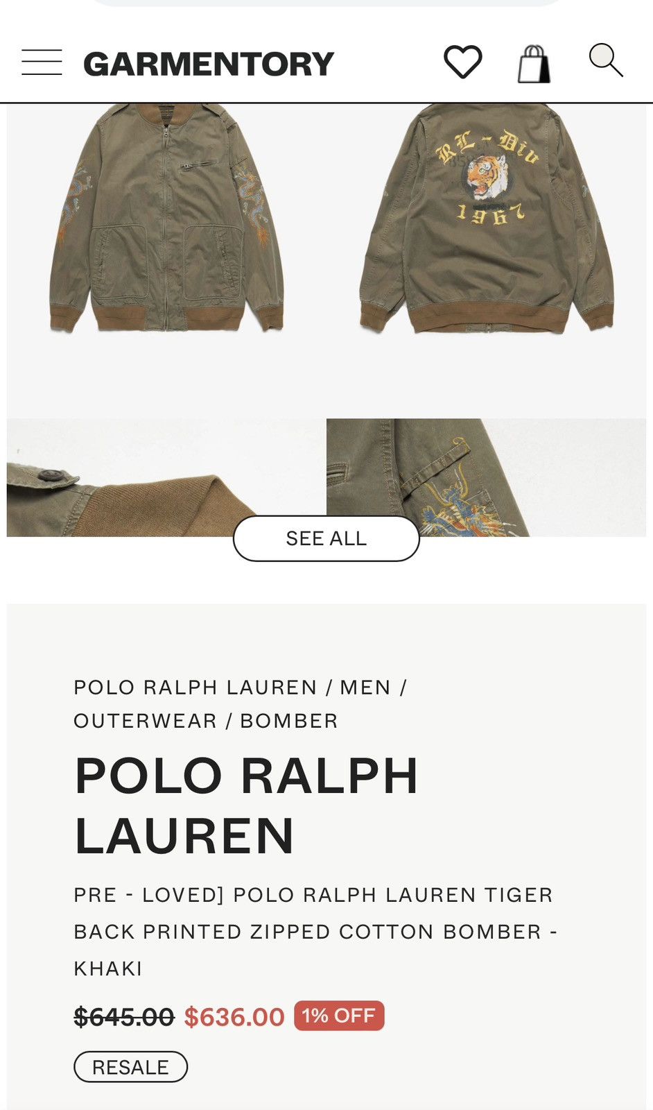 Polo Ralph Lauren × RRL Ralph Lauren × Ralph Lauren POLO RALPH LAUREN RL-DIU 1967 TIGER BACK PRINTED BOMBER Size US S / EU 44-46 / 1 - 15 Thumbnail
