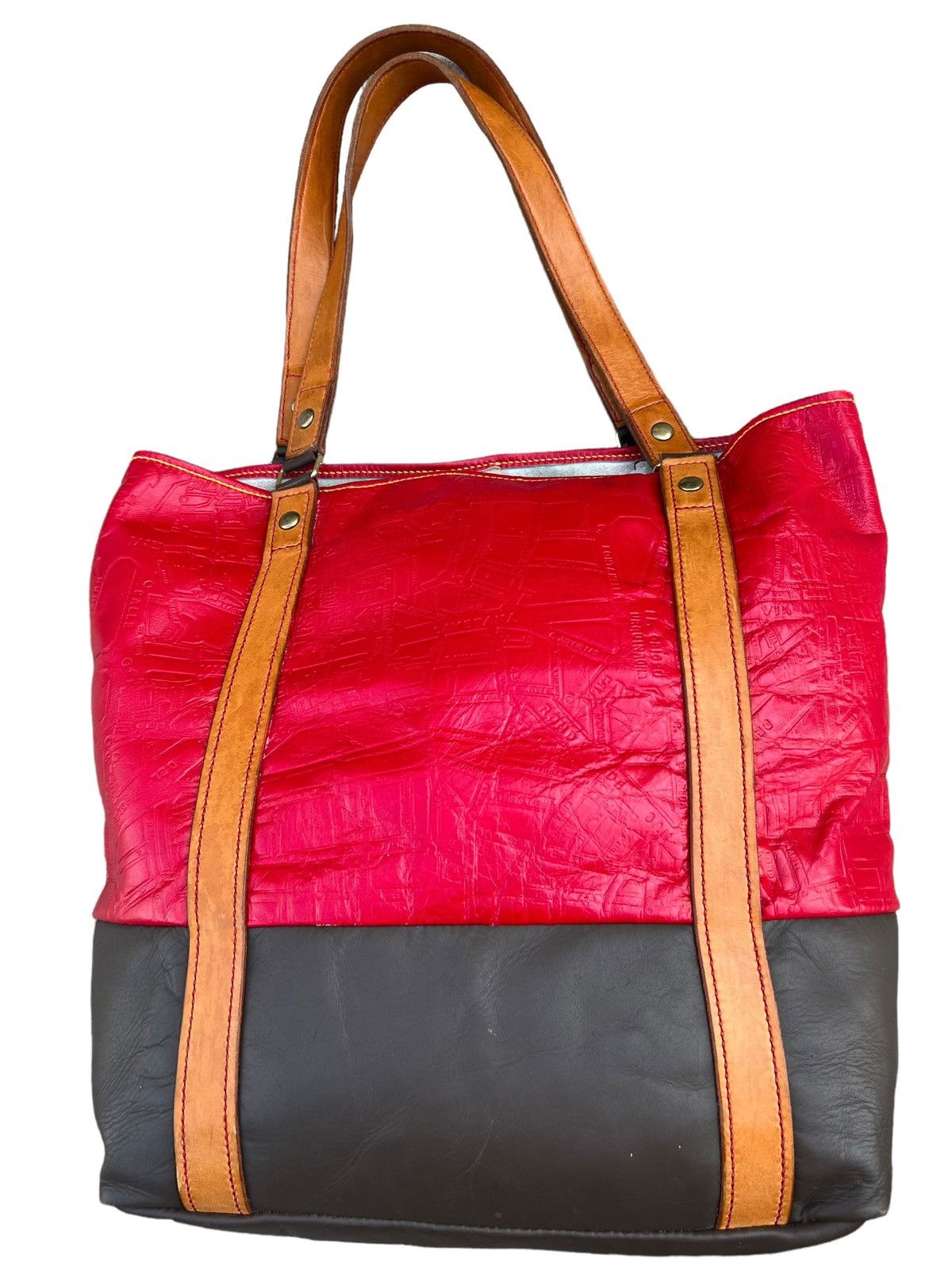 Leather Map Embossed Leather Tote Bag Unknown Japanese Brand Vintage Size ONE SIZE - 9 Thumbnail