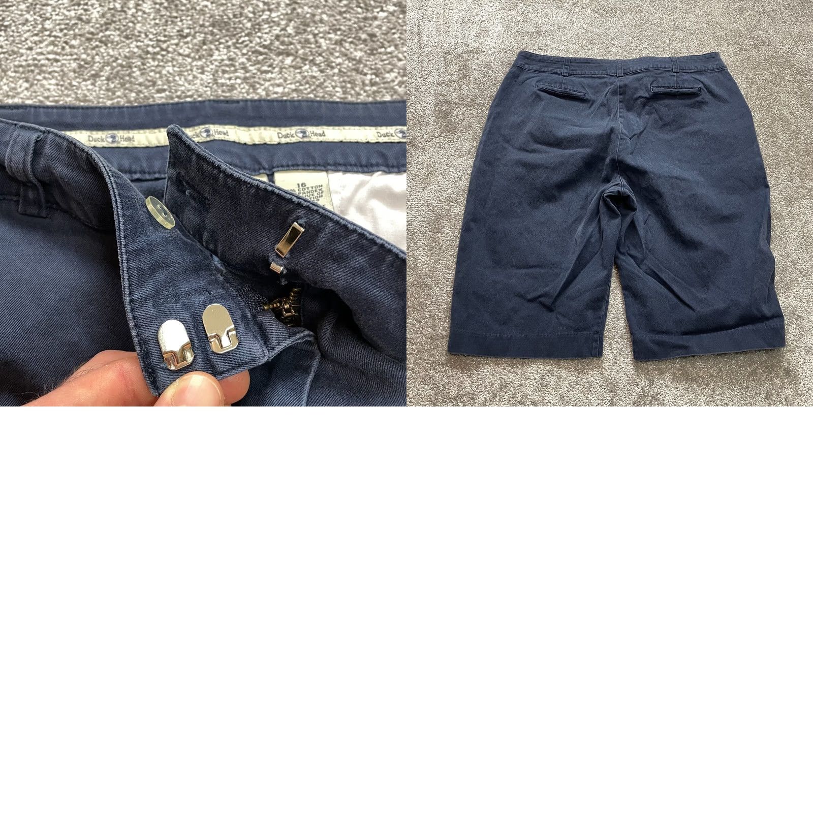 Vintage Duck Head Chino Shorts Womens 16 Navy Blue Cotton Solid Casual Pockets 12" Combo Size 25" / US 0 / IT 36 - 9 Thumbnail