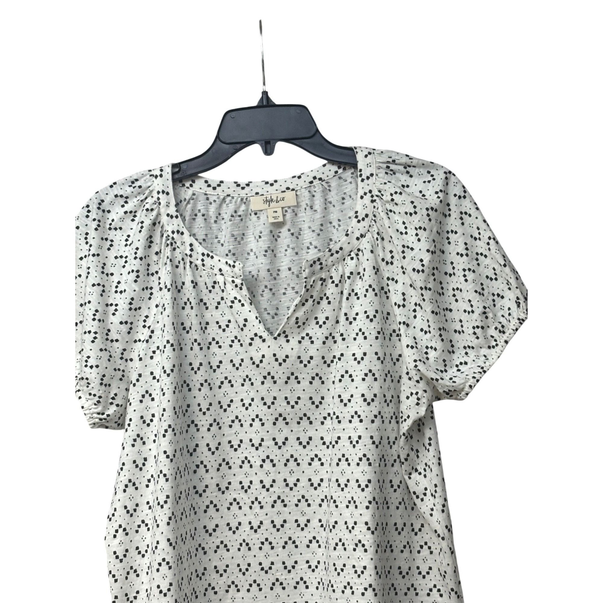 Style & Co Style & Co Women’s Petites Reglan Sleeve Printed Split Neck Size M / US 6-8 / IT 42-44 - 4 Thumbnail