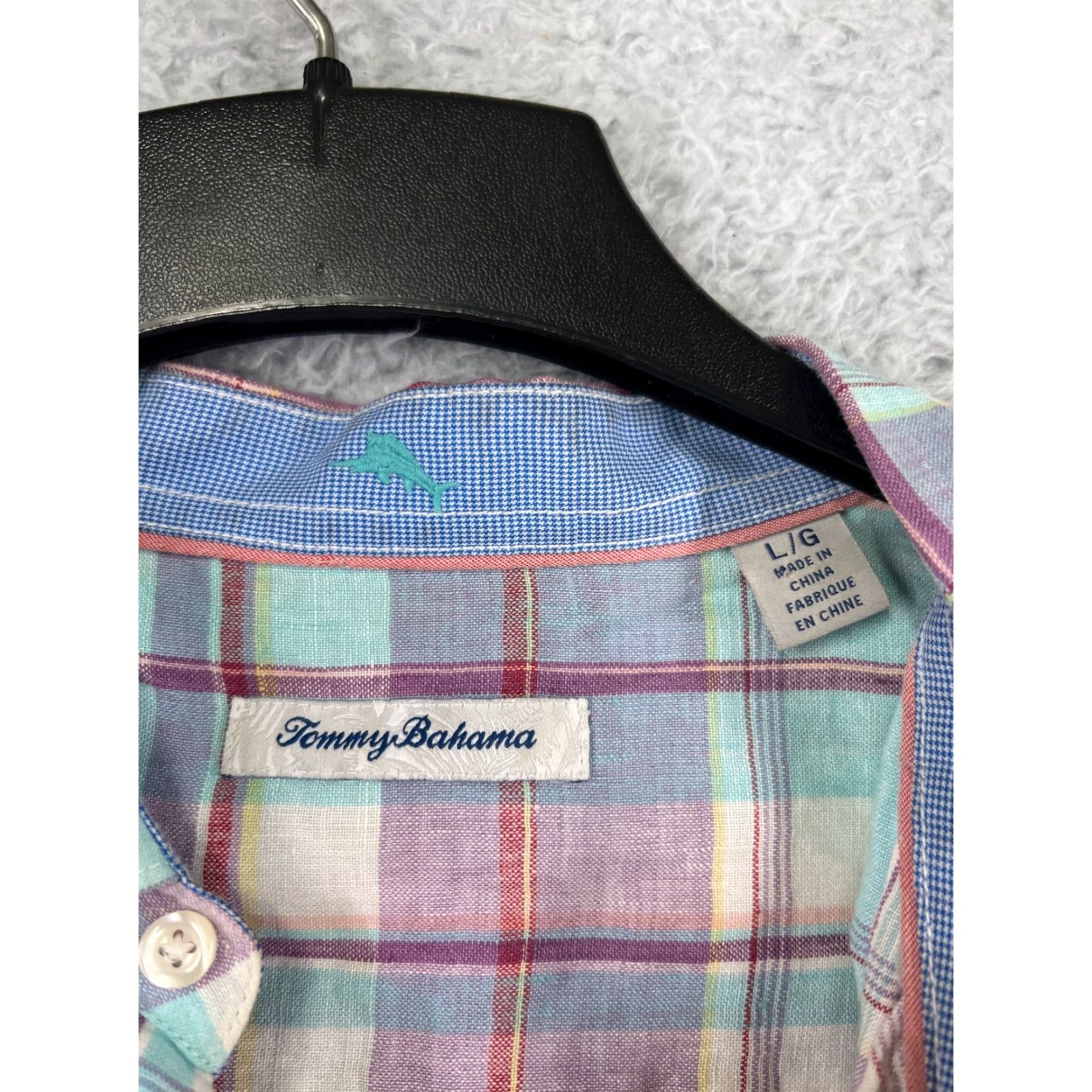 Tommy Bahama Tommy Bahama Shirt Mens Large Teal Red Plaid Pastel 100% Linen Button Up Size US L / EU 52-54 / 3 - 3 Thumbnail