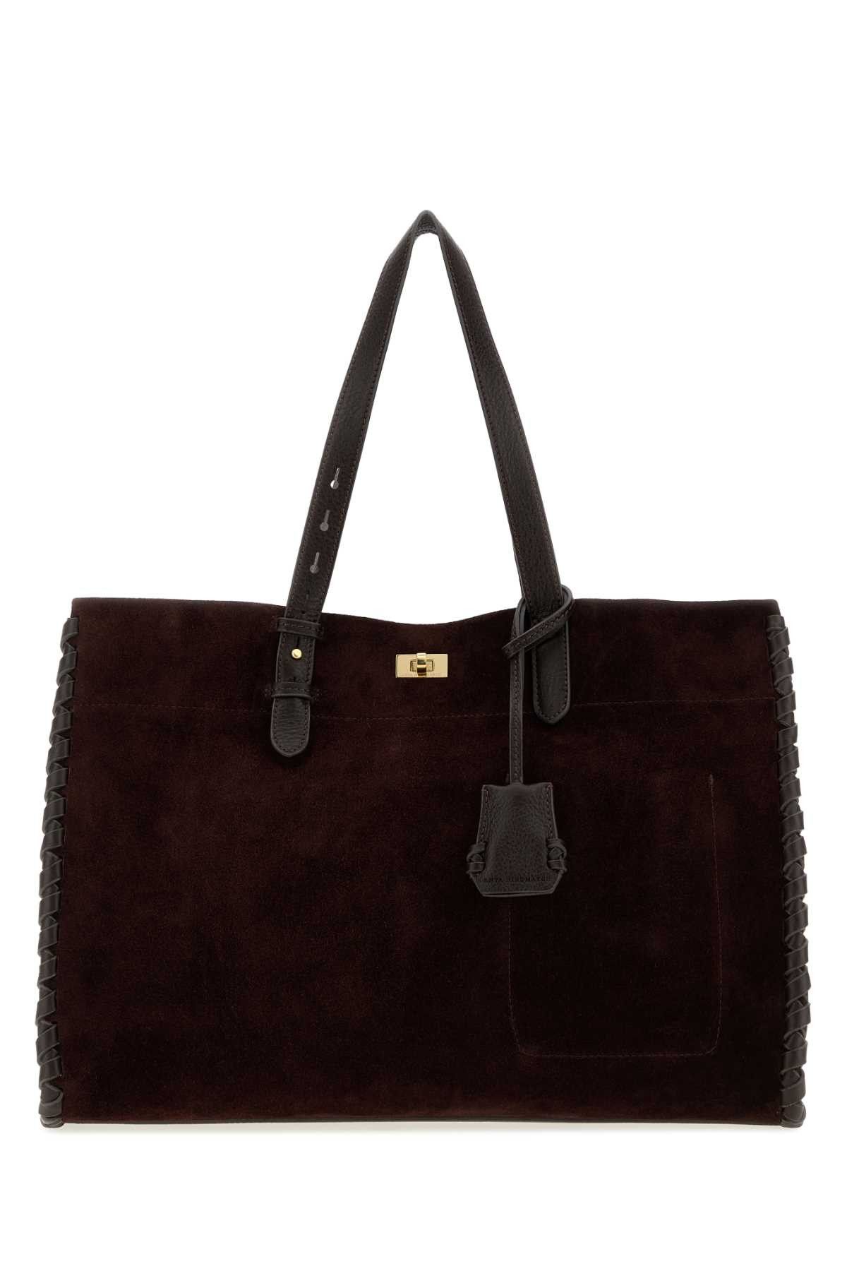 Anya Hindmarch Grape Suede Mortimer Shopping Bag Size ONE SIZE - 1 Thumbnail