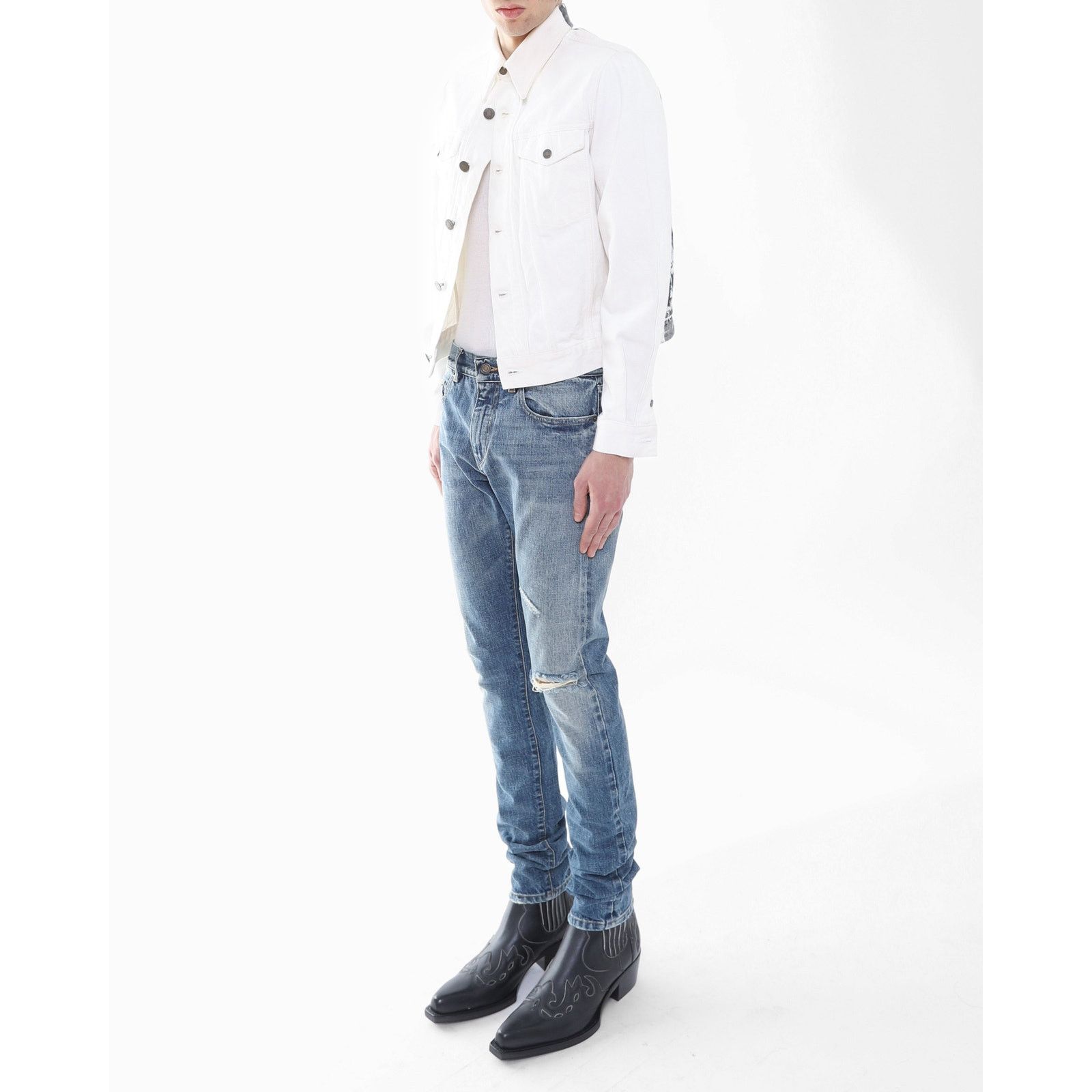 Saint Laurent Paris SS16 Knee Slit Jeans in Washed Denim Size US 30 / EU 46 - 7 Thumbnail