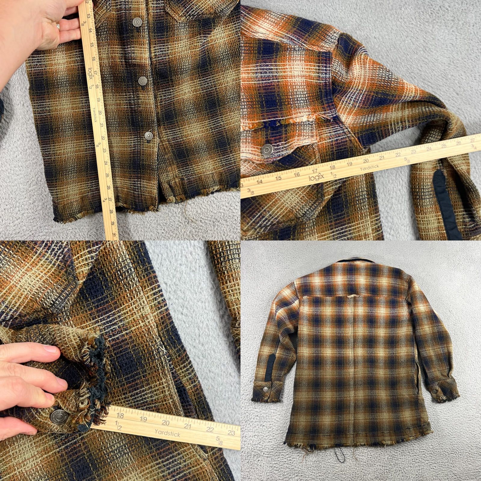 Free People Free People We The Free Shacket Jacket Womens Small Blue Brown Plaid Distressed Size S / US 4 / IT 40 - 8 Thumbnail