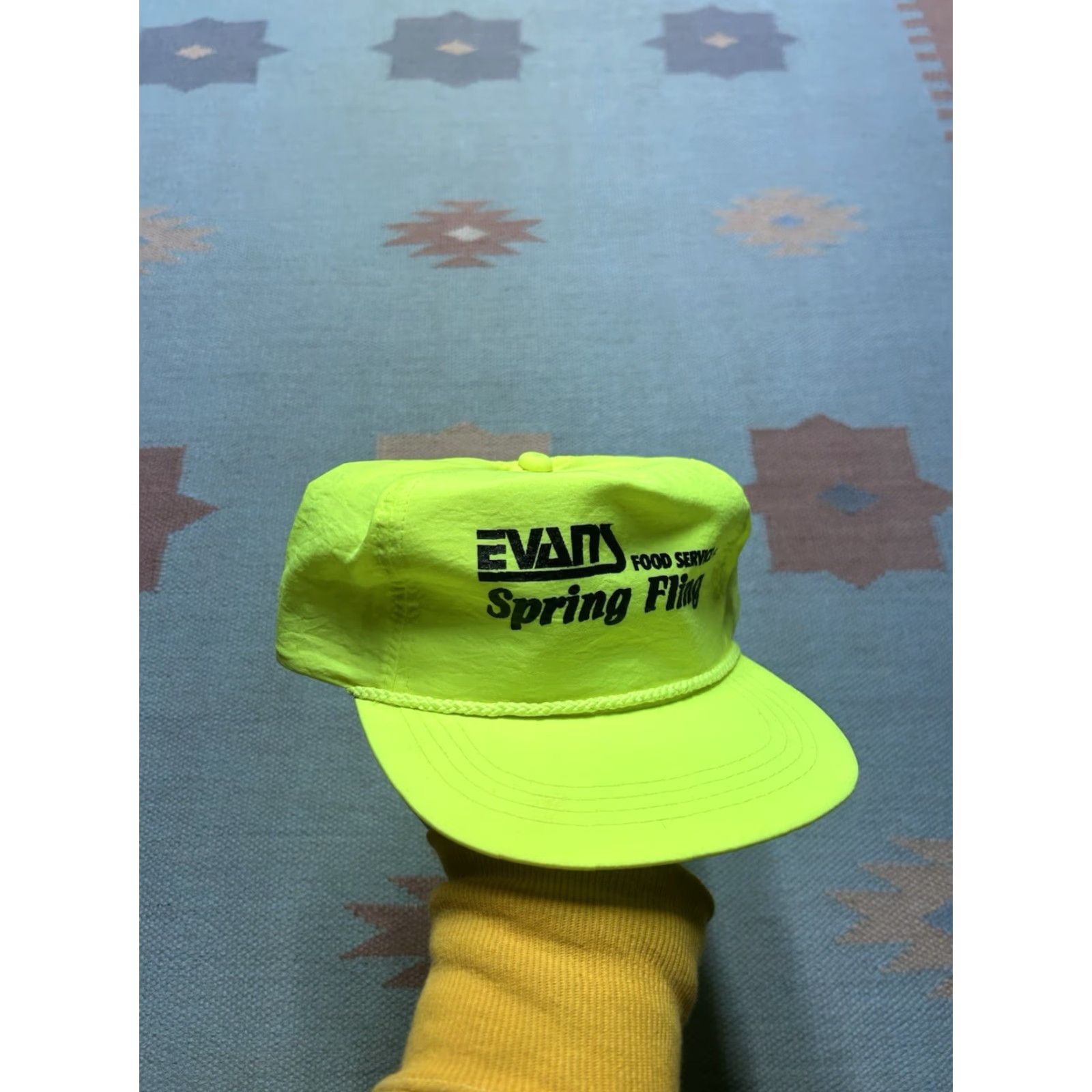 Vintage VINTAGE Evans SnapBack Hat Cap Mens Adjustable Nylon Neon Yellow Hi Vis Yellow Cap Size ONE SIZE - 2 Thumbnail