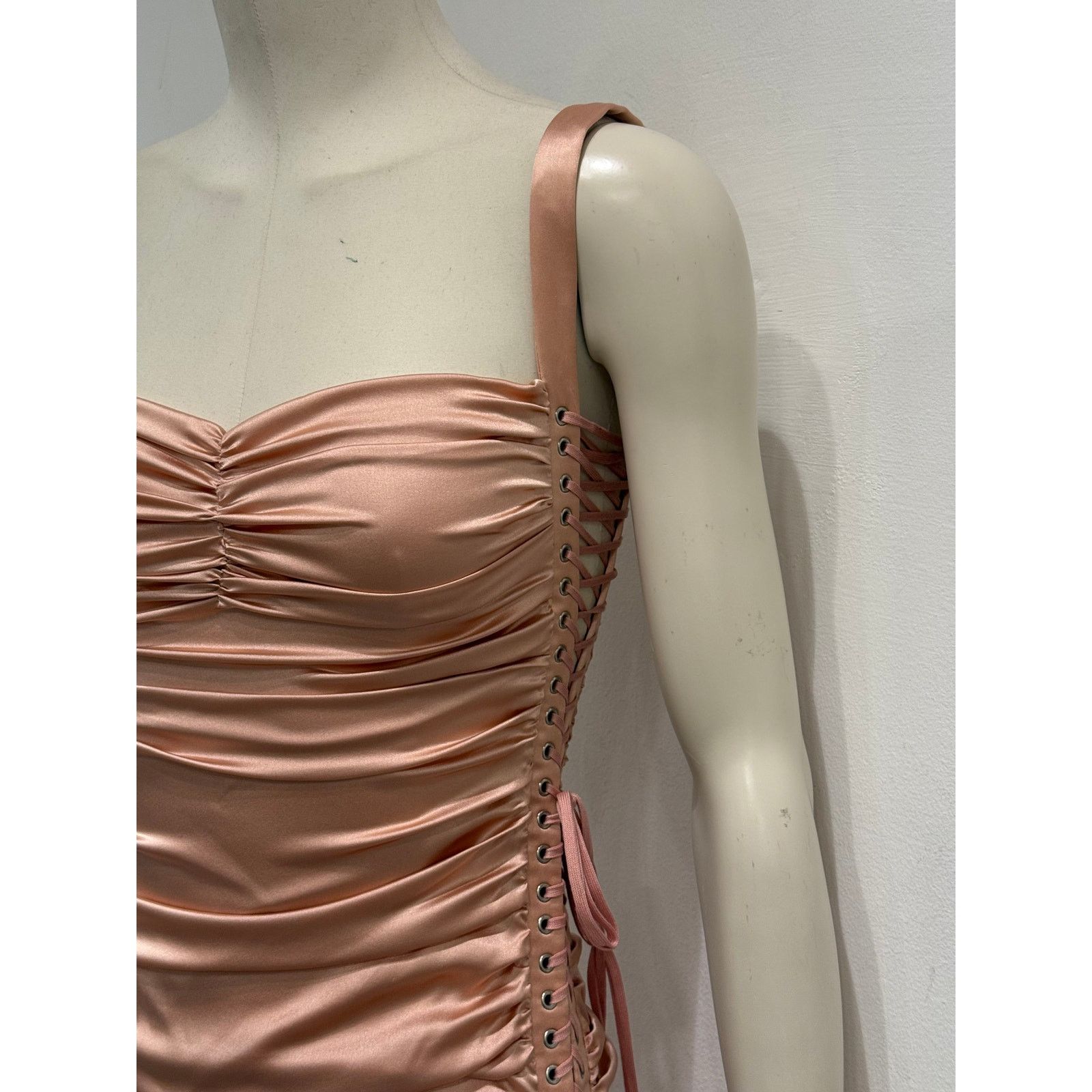 Dolce & Gabbana S/S2003 Dolce & Gabbana lace-up bondage ruched silk dress Size M / US 6-8 / IT 42-44 - 5 Thumbnail