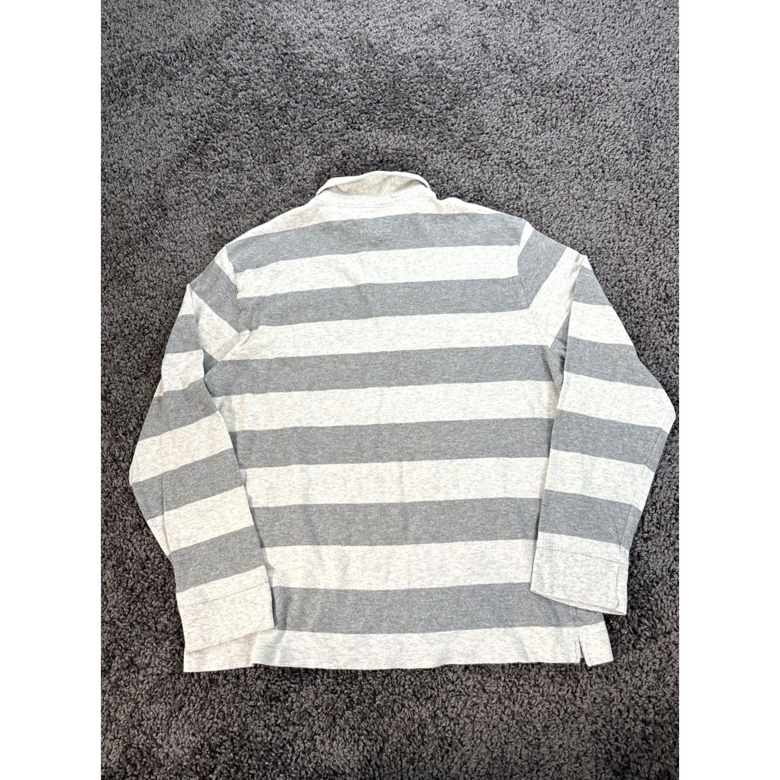 J.Crew J.Crew Rugby Shirt Mens XL Gray White Stripe Cotton Preppy Polo Knit Goods Size US XL / EU 56 / 4 - 6 Thumbnail