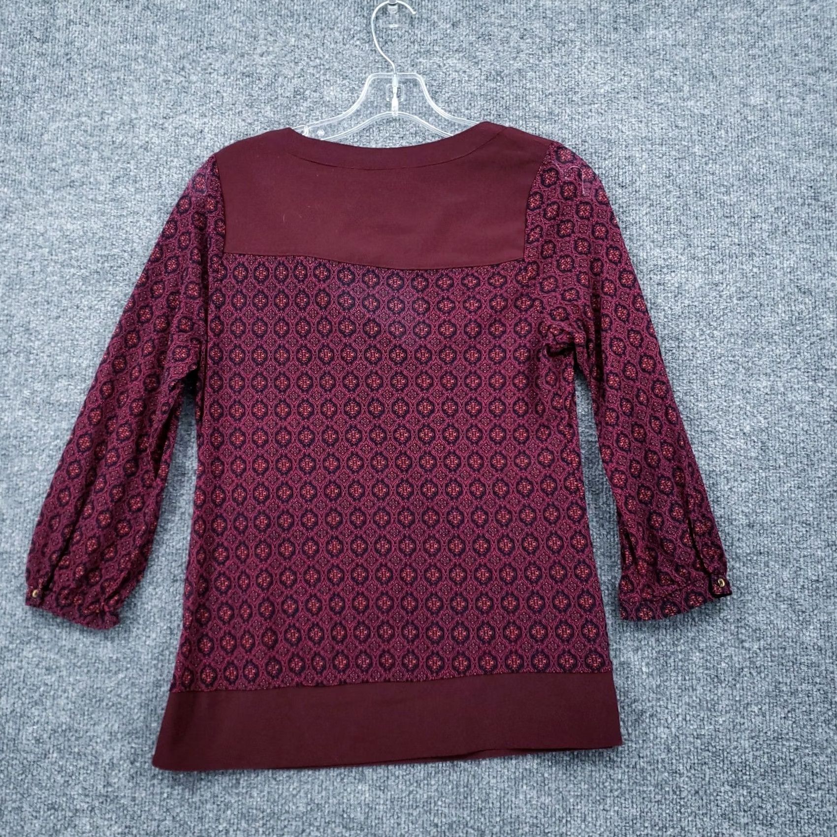 Vintage The Limited Womens S Small Red Printed V-Neck 3/4 Sleeve Lightweight Blouse Top Size S / US 4 / IT 40 - 2 Thumbnail