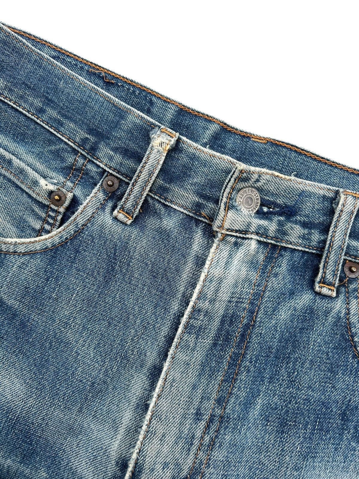 Kapital Thrashed Vintage Levis big E Selvedge Repair Denim jeans Size US 30 / EU 46 - 13 Thumbnail