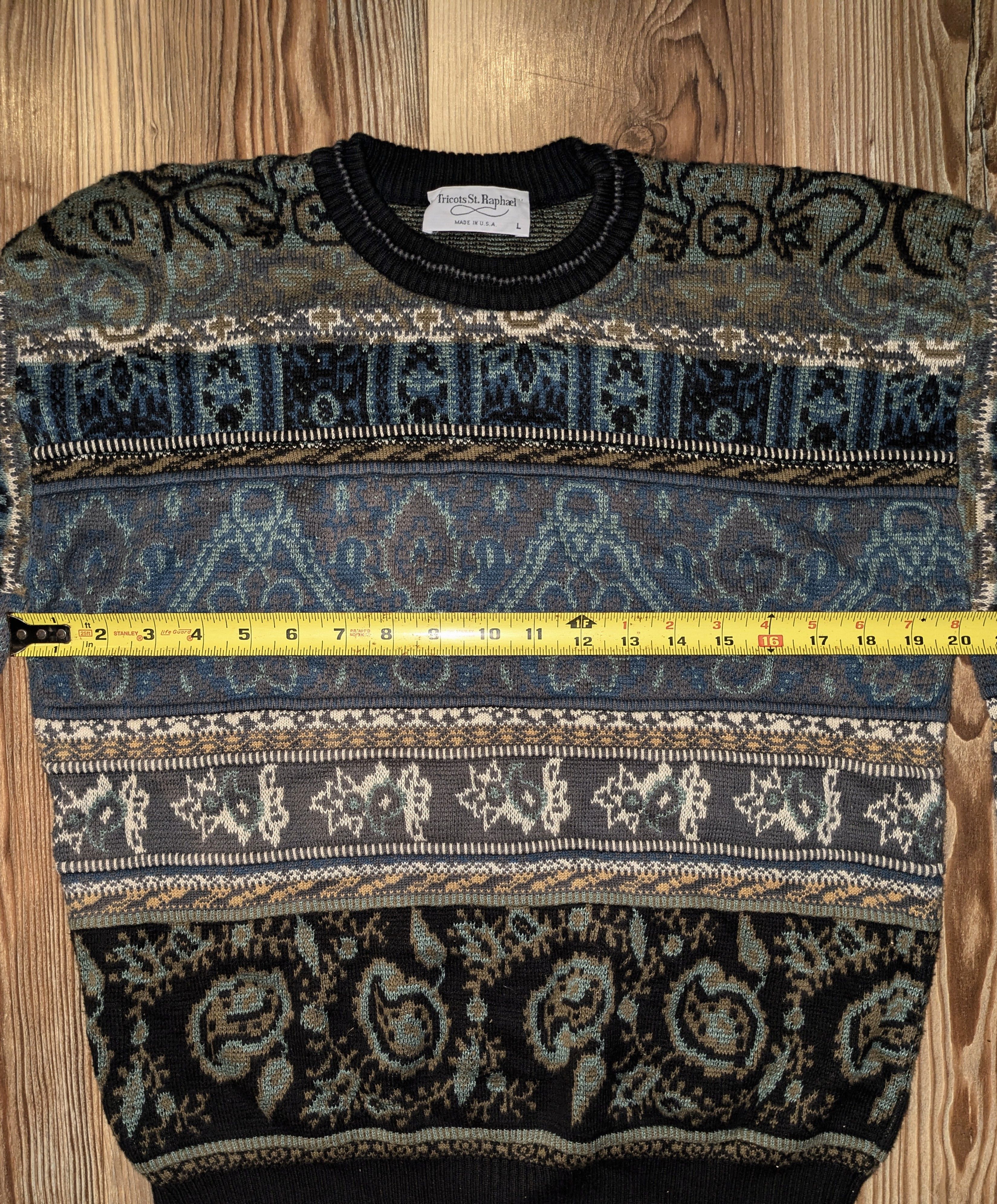 Tricots St. Raphael VTG 90's Comfy Paisley Grandpa Sweater Size US L / EU 52-54 / 3 - 3 Thumbnail