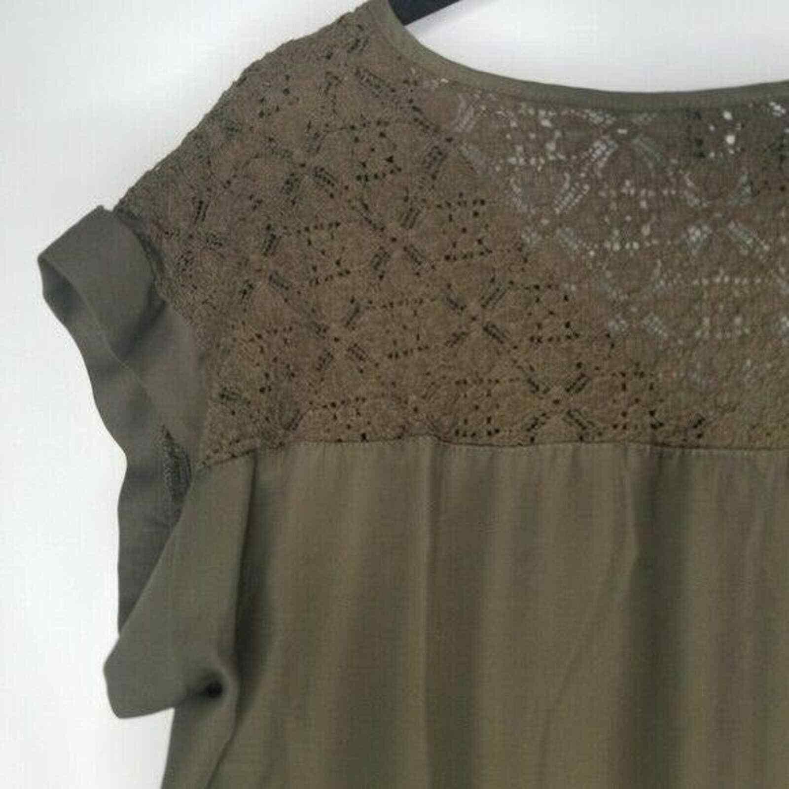 Other My Michelle Blouse Olive Green Lace Top Size L / US 10 / IT 46 - 7 Thumbnail