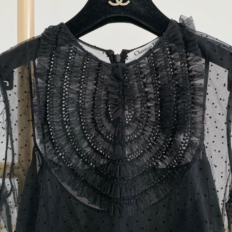 Dior Dior Black embroidered tulle dress Size XS / US 0-2 / IT 36-38 - 5 Thumbnail