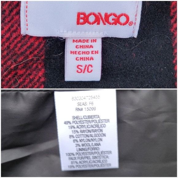 Vintage Vintage 90s Y2k Bongo Buffalo Check Plaid Red Black Faux Fur Size S / US 4 / IT 40 - 6 Thumbnail
