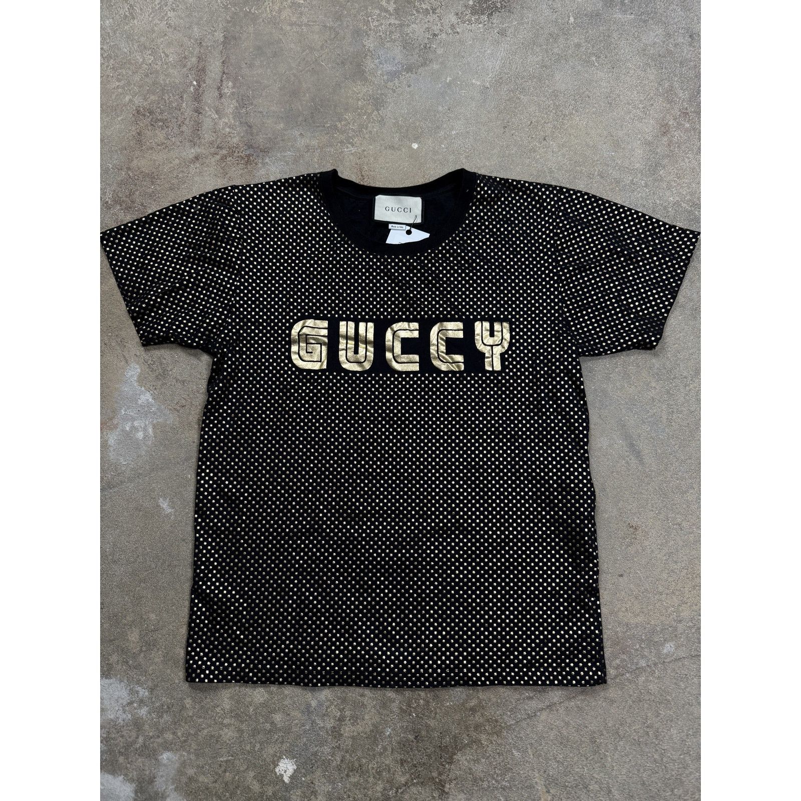 Gucci Gucci Tee Black Gold Stars GUCCY Used Small Size US S / EU 44-46 / 1 - 1 Thumbnail