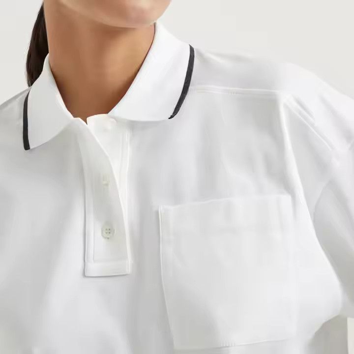 Brunello Cucinelli o1la1rc1a0425 Polo T-Shirt in White Size S / US 4 / IT 40 - 3 Thumbnail