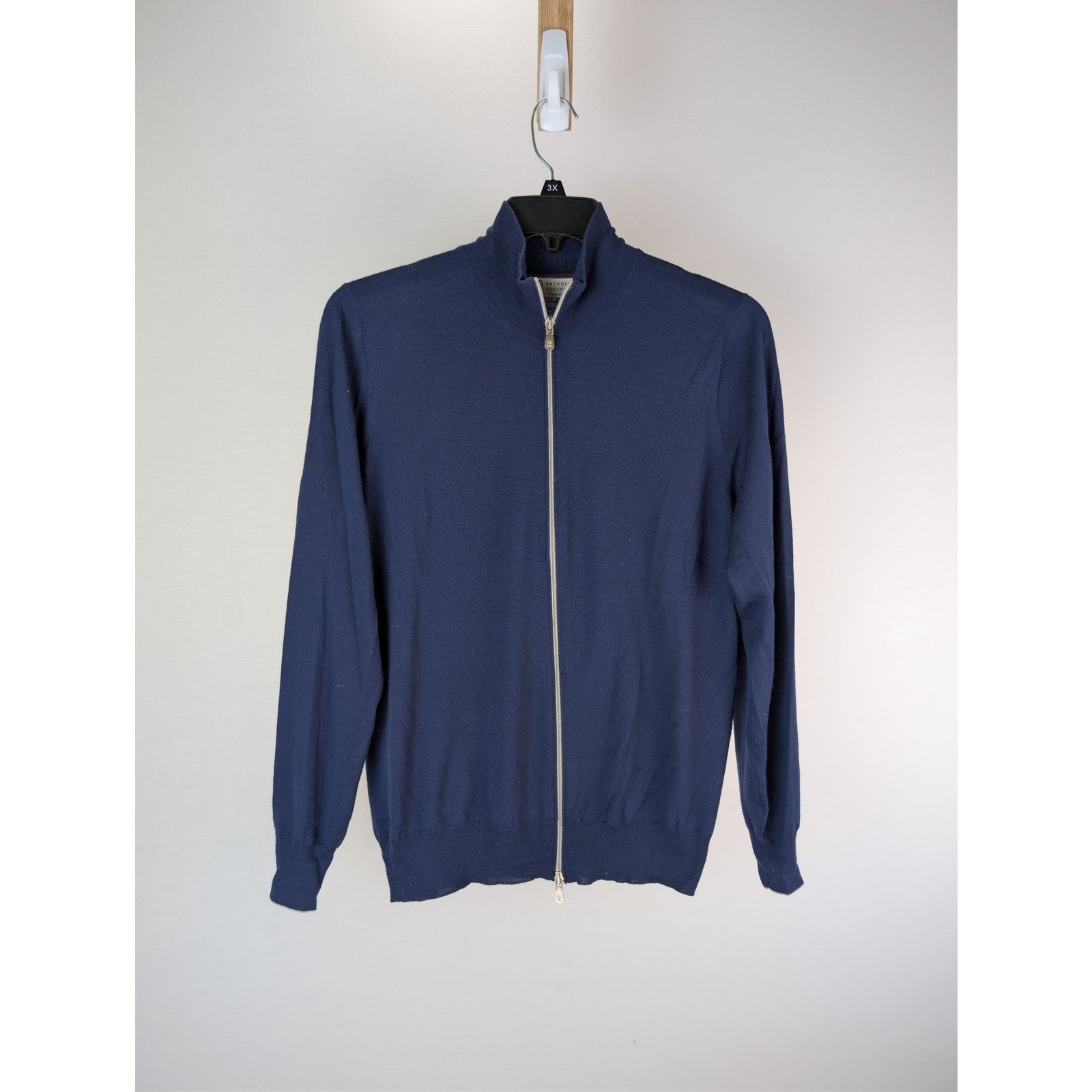 Brunello Cucinelli o1rshd1 CC20 Full Zip Cardigan Sweater Sweatshirt Navy Blue Size US M / EU 48-50 / 2 - 1 Thumbnail