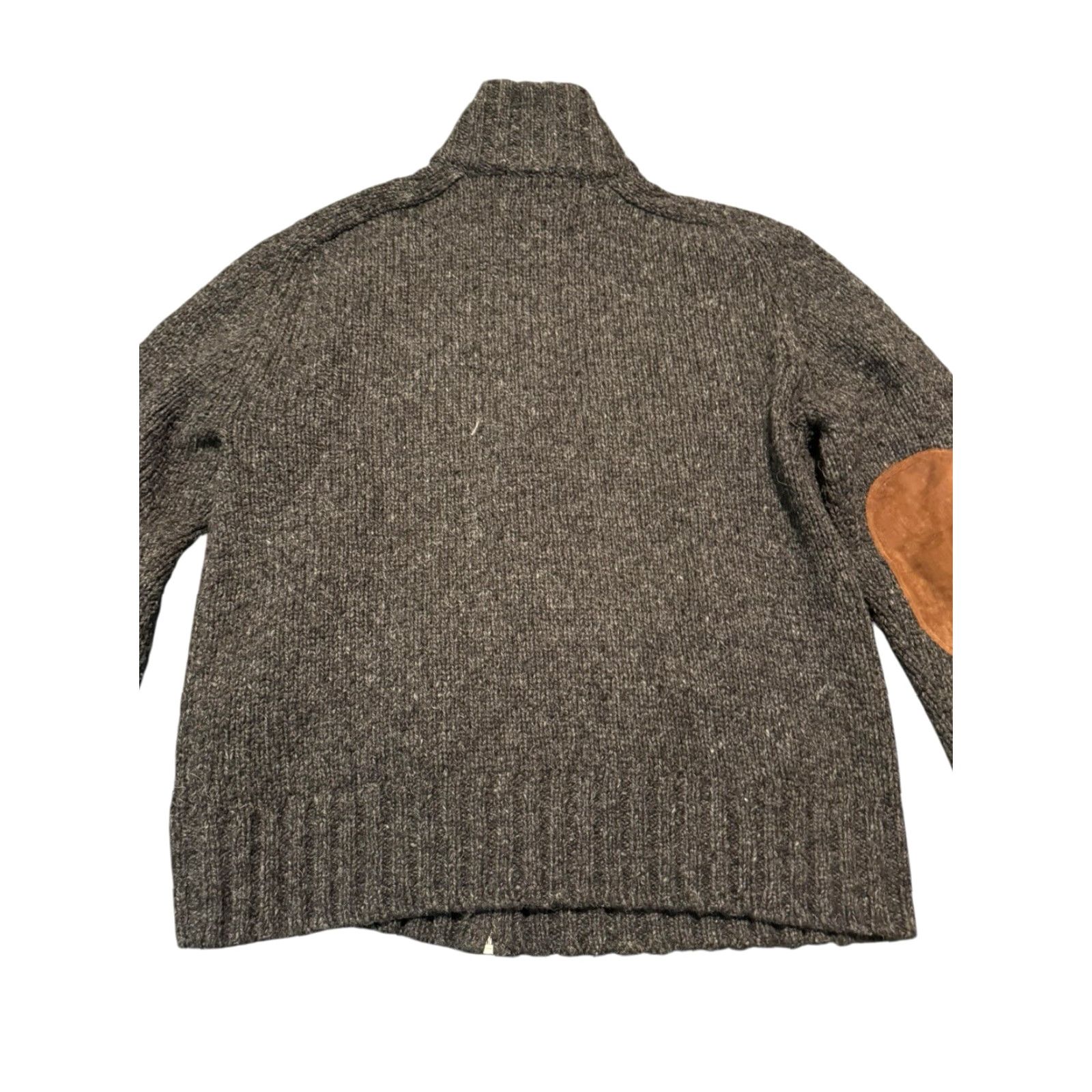 Polo Ralph Lauren VINTAGE Polo Ralph Lauren Full Zip Sweater Men M Gray Alpaca Wool Knit Leather Elbow Patch Slim Pockets Mock Neck Long Sleeve Size US M / EU 48-50 / 2 - 7 Thumbnail