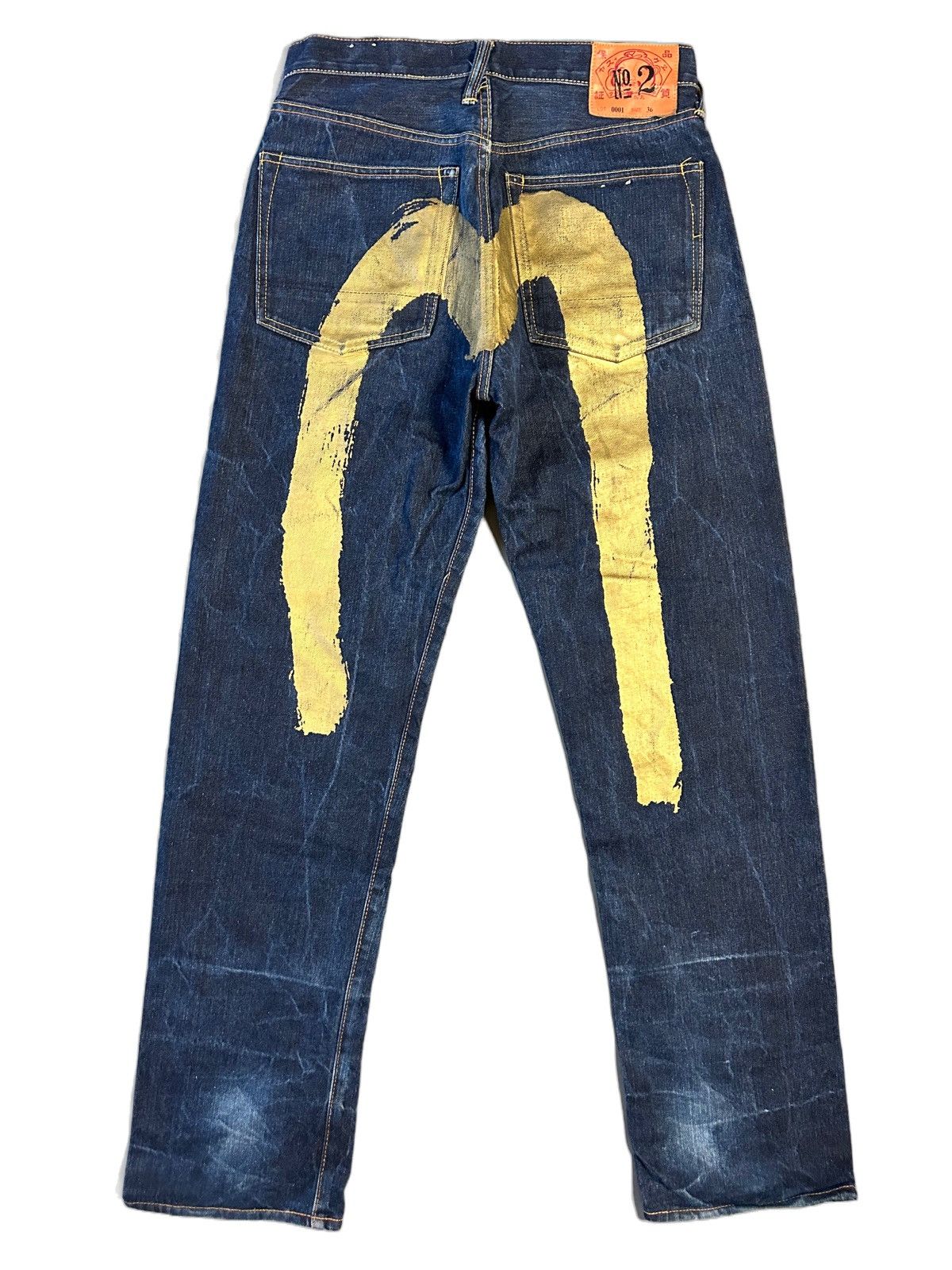 image of Evisu Jeans Daicock Big Logo Gold Selvedge Denim Japan in Navy, Men's (Size 30)