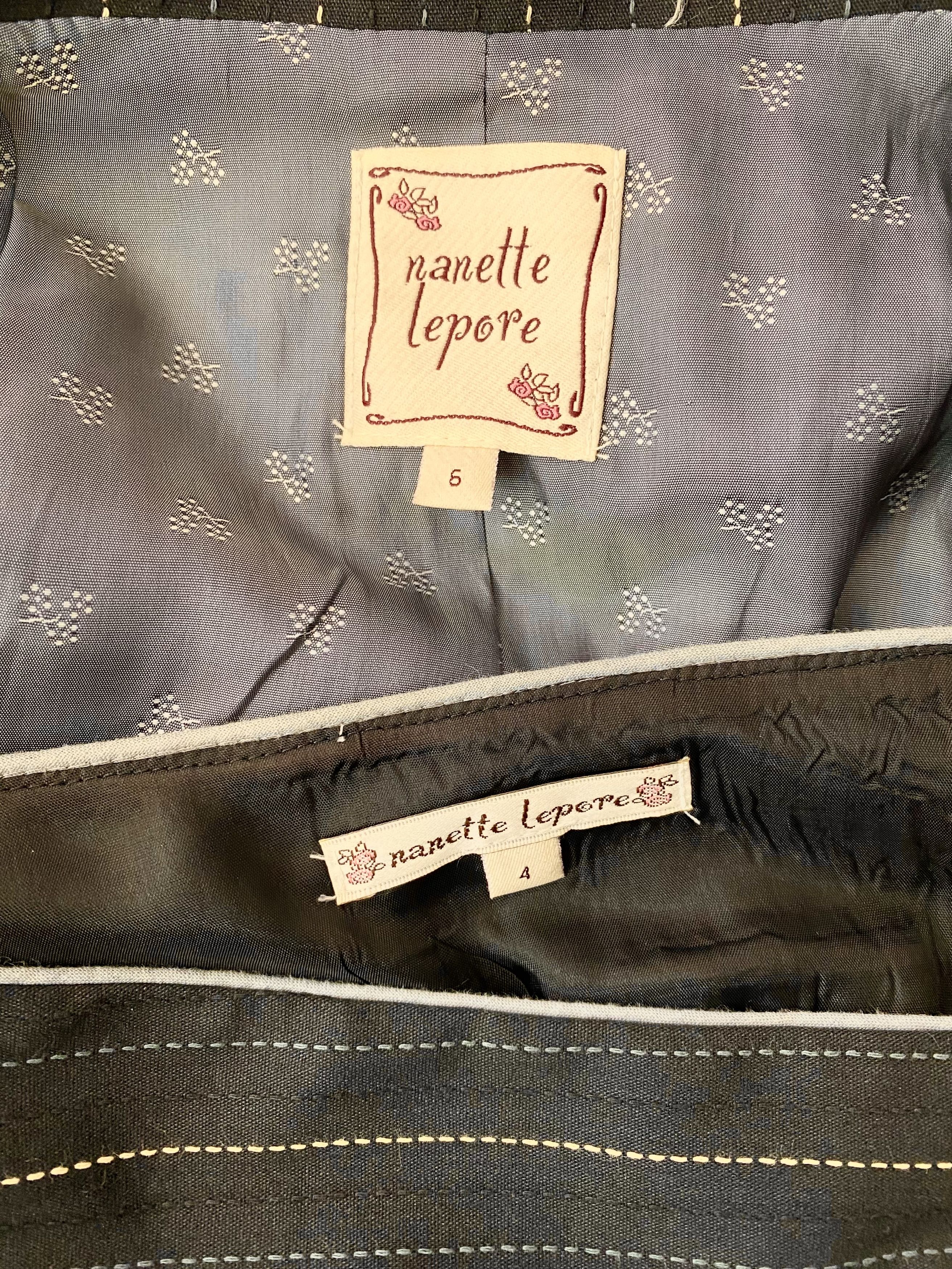 Nanette Lepore Nanette Lepore - Pin-stripe Bow Skirt Suit Size S / US 4 / IT 40 - 12 Thumbnail