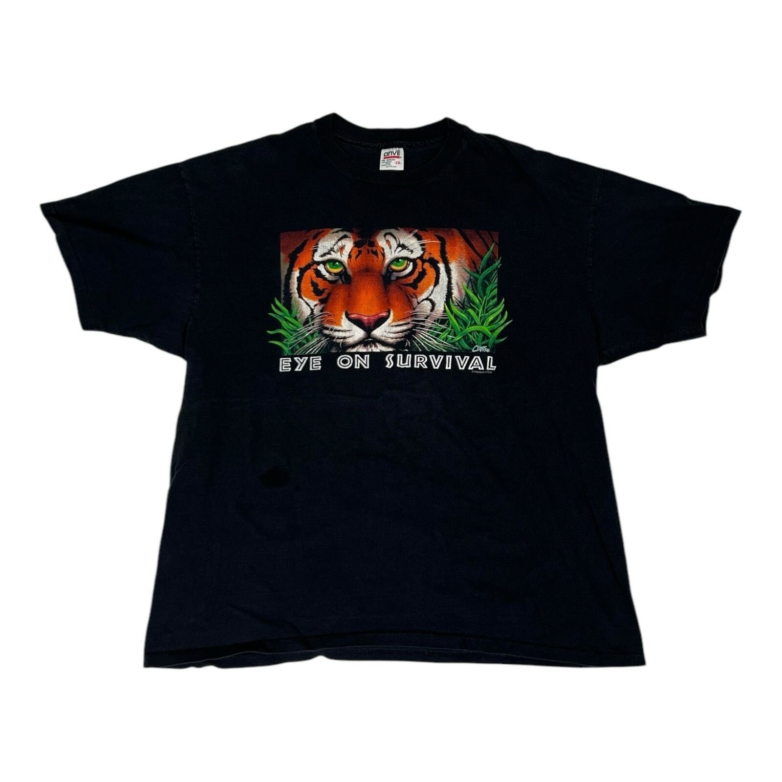 Vintage Vintage Human-i-Tees T-Shirt Size 2XL Black Tiger Single Sti Size US XXL / EU 58 / 5 - 1 Thumbnail