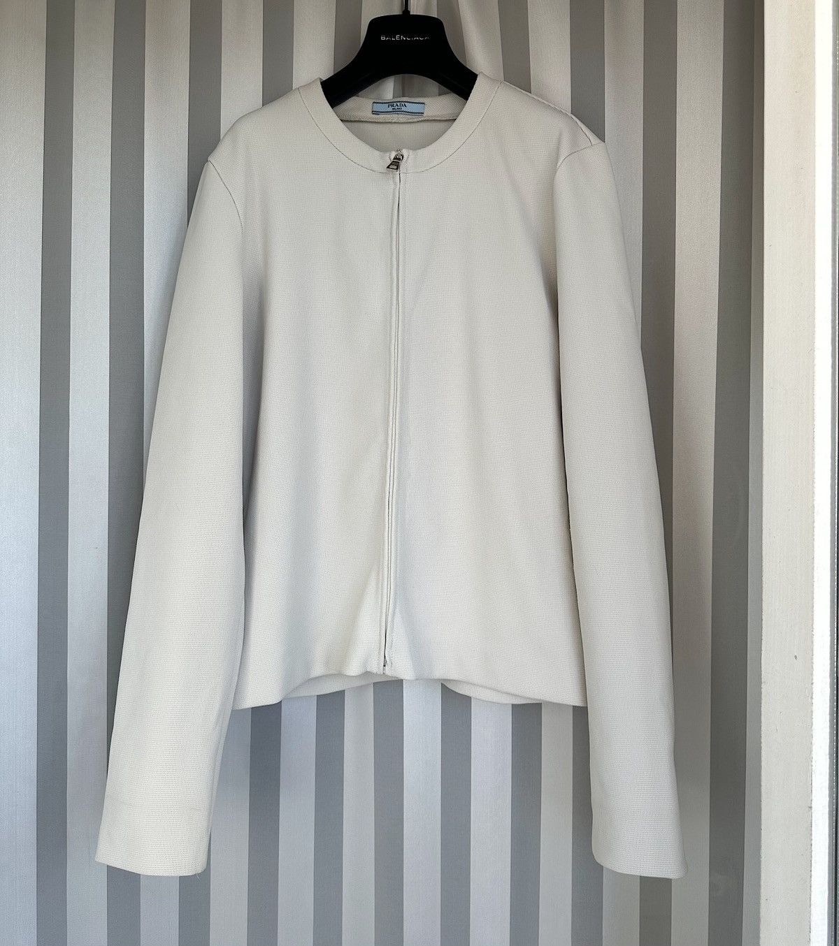 Prada × Streetwear × Vintage PRADA SS11 Collarless Nylon Blouson Jacket ...