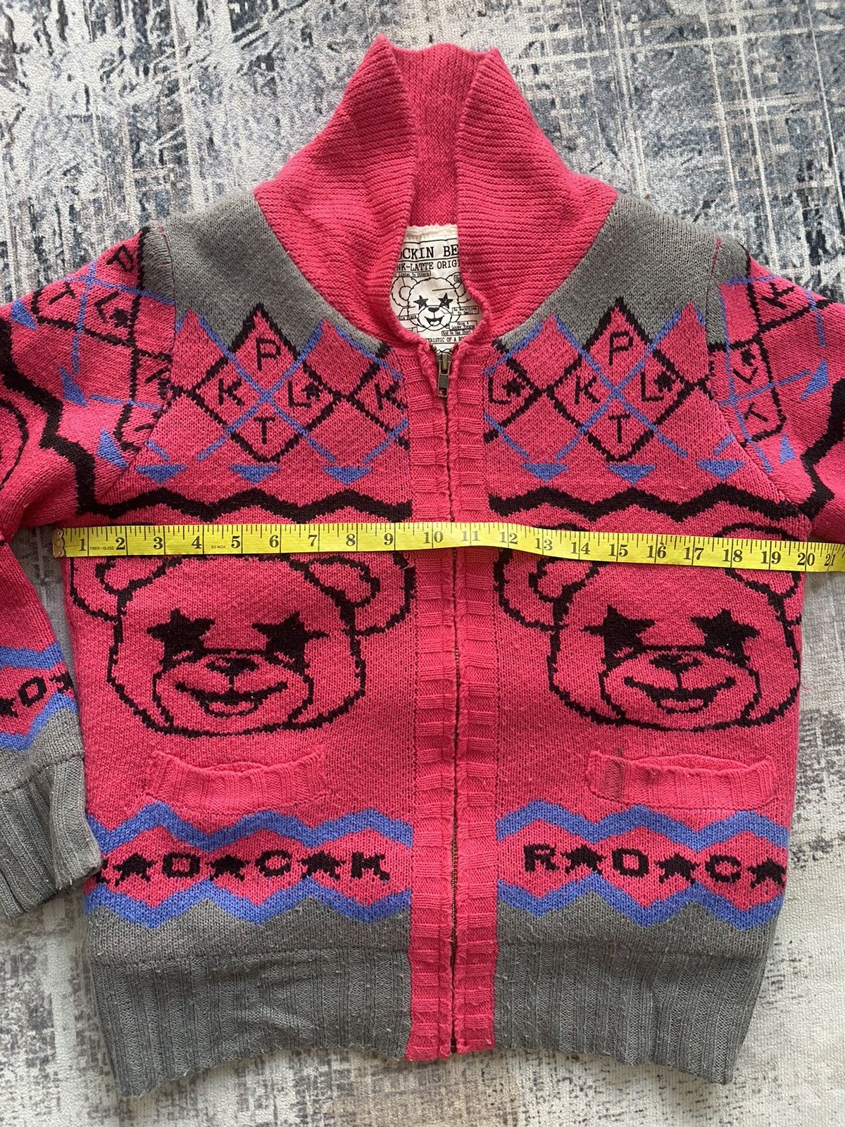 Japanese Brand Vintage Rockin Bear Knit Zipper Jacket / Hysteric Size US XS / EU 42 / 0 - 11 Thumbnail