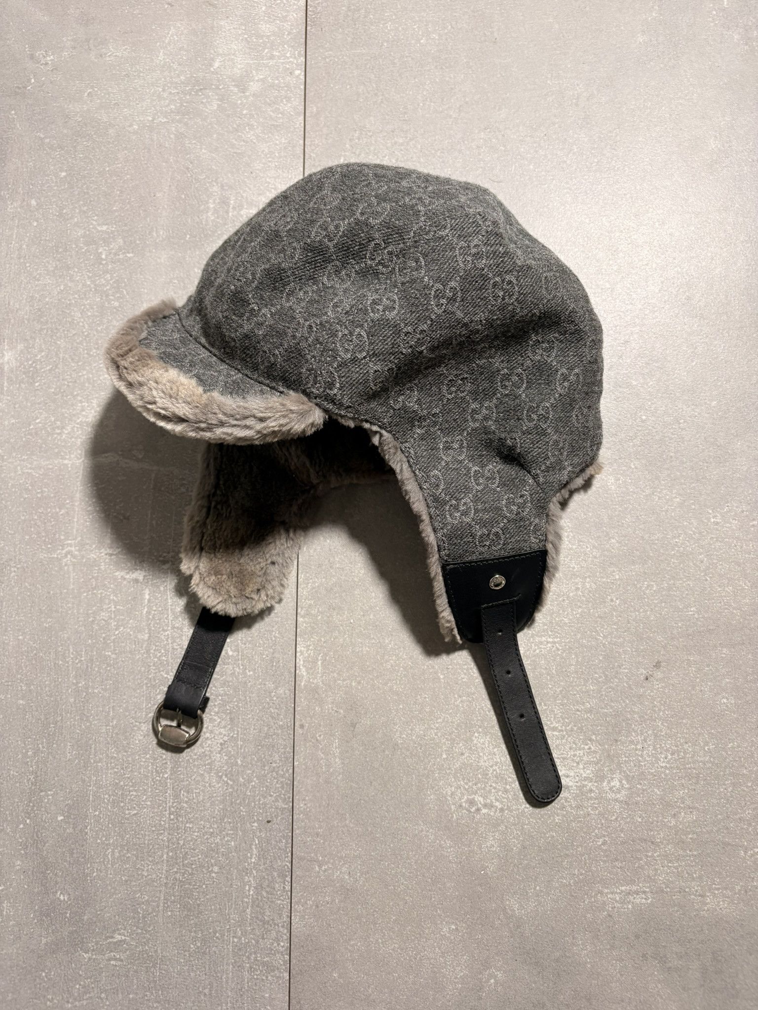 Gucci Gucci GG Monogram Rabbit Fur Ear Flap Tom Ford Era (FW2000) | Grailed