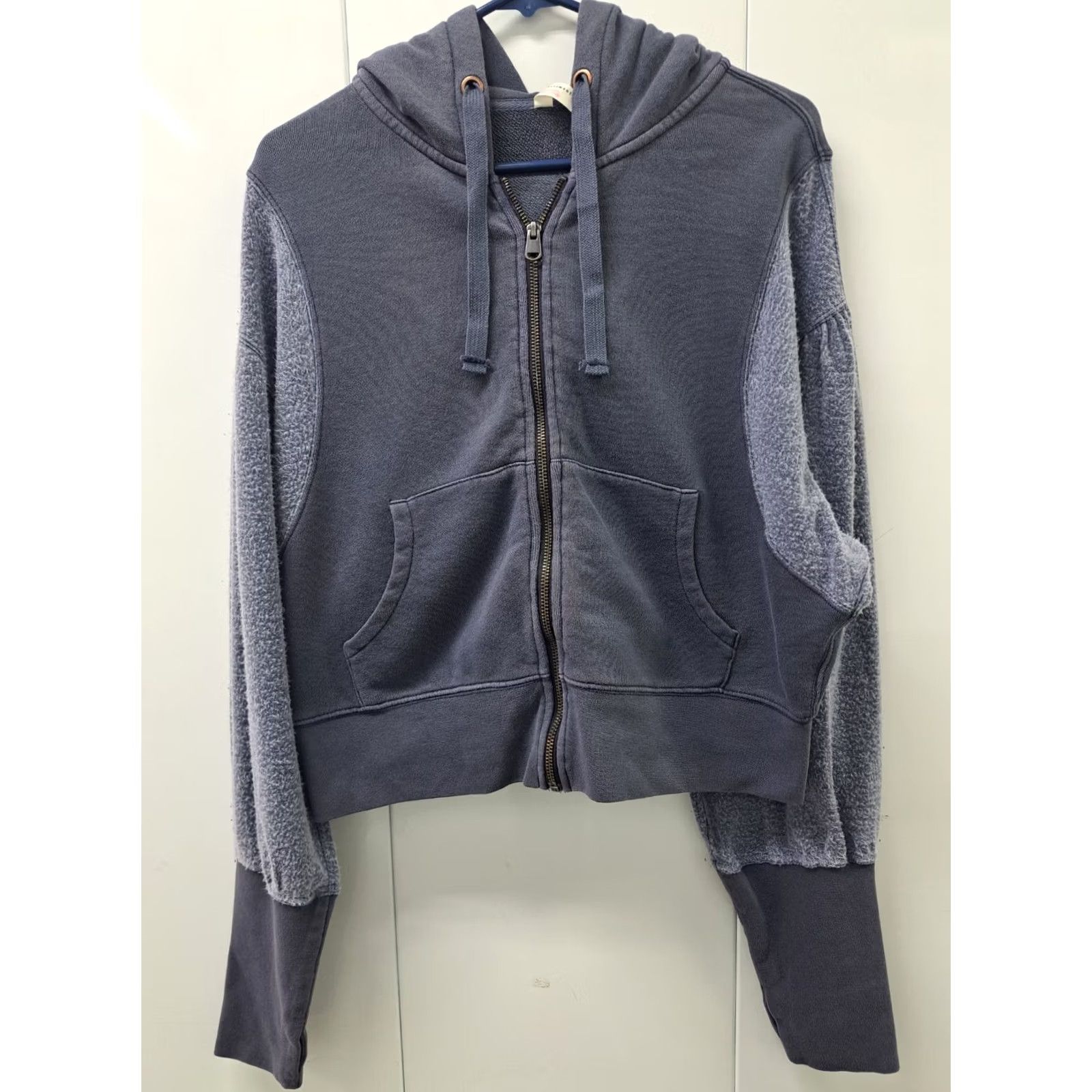 Free People Free People Womens Jacket Hooded Drawstring Blue Large Regular Mens Womens Girls Boys Size L / US 10 / IT 46 - 2 Thumbnail