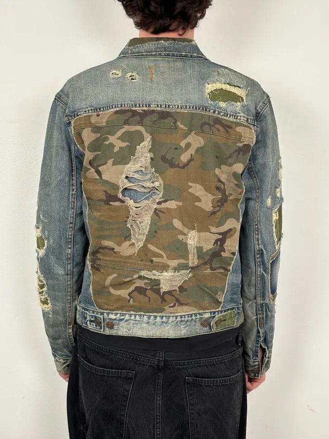 Polo Ralph Lauren 2010s Ralph Lauren Blue Camo Distressed Denim Jacket Size US M / EU 48-50 / 2 - 4 Thumbnail