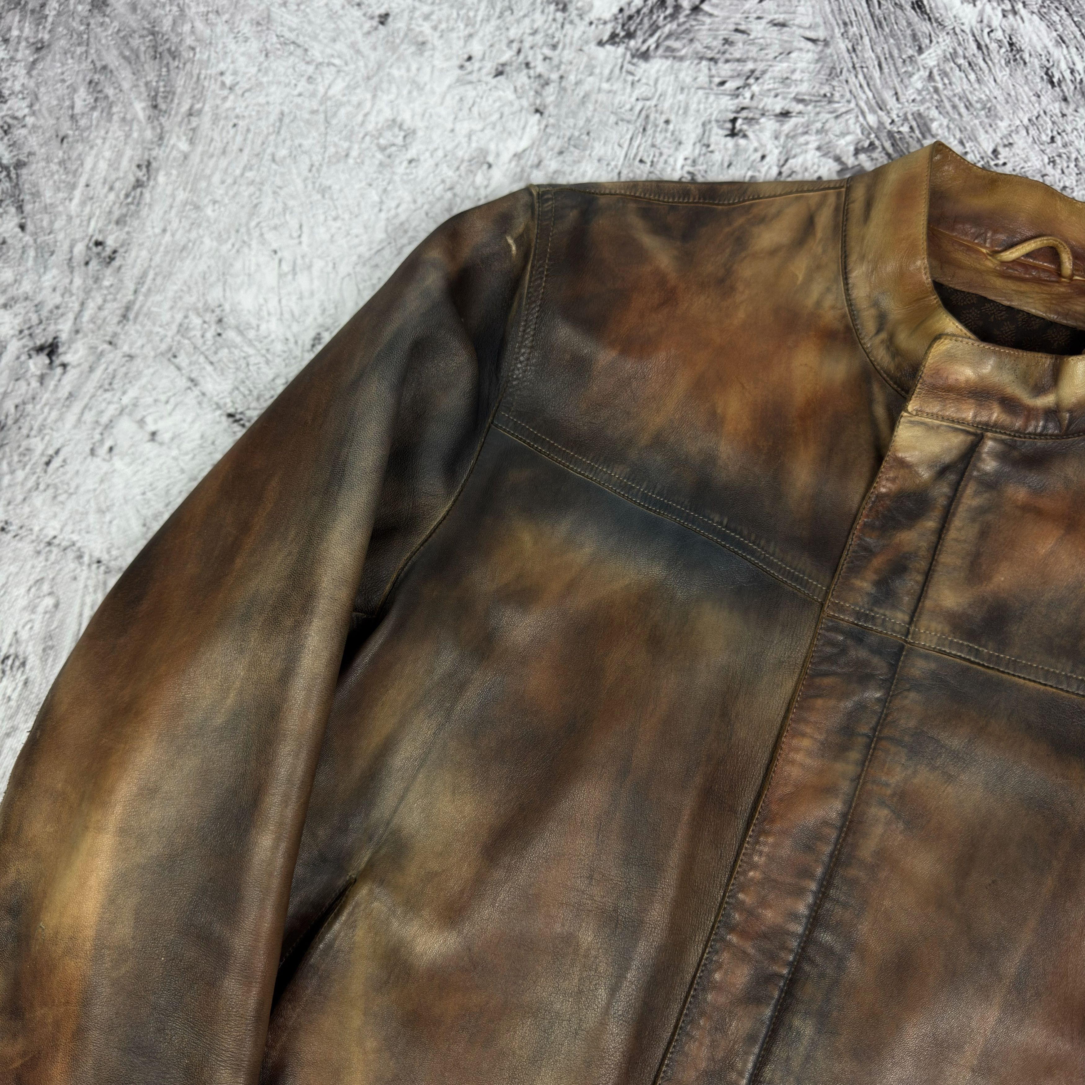 Mulberry Mulberry Men's Distressed Leather Full Zip Biker Jacket 40 Size US M / EU 48-50 / 2 - 7 Thumbnail