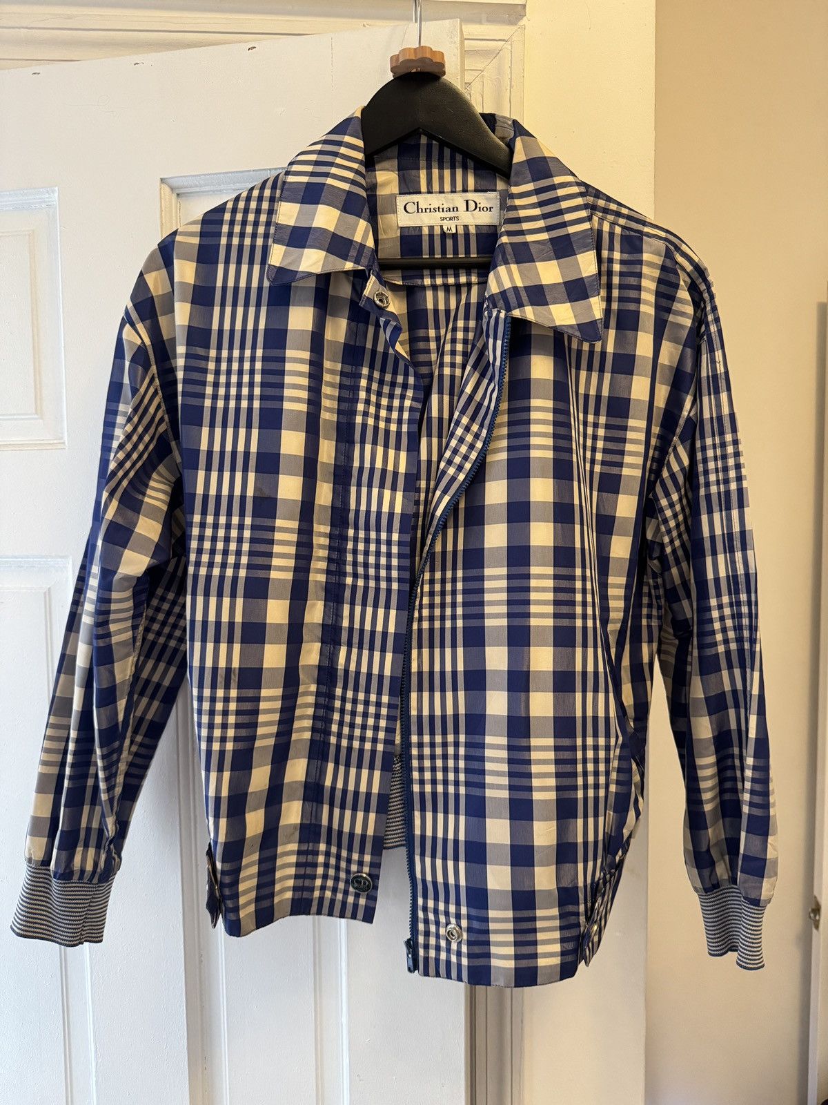 Vintage gingham shiny dior nylon bomber