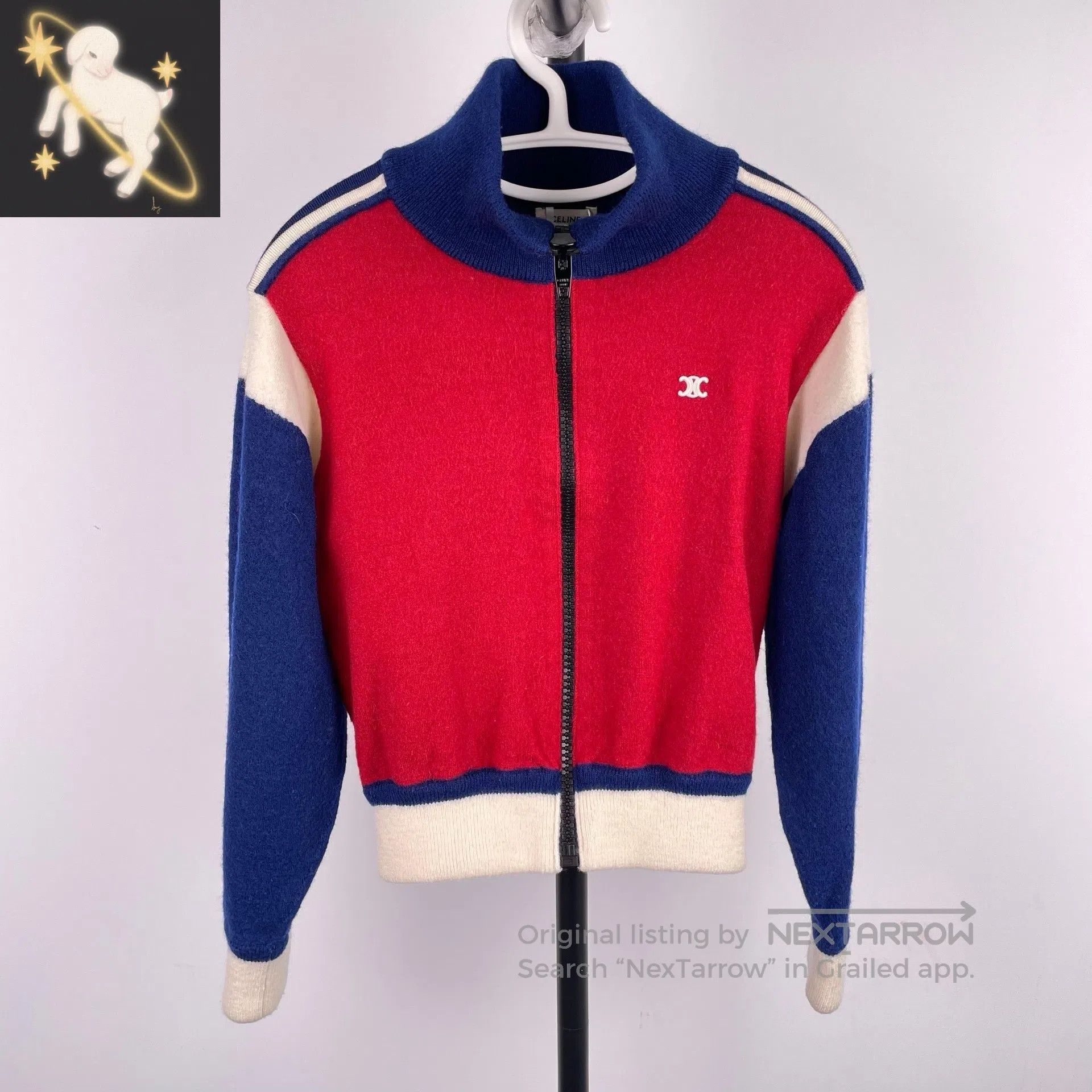 Celine CELINE Red and blue color block leisure sweater jacket XS Size US XS / EU 42 / 0 - 1 Thumbnail