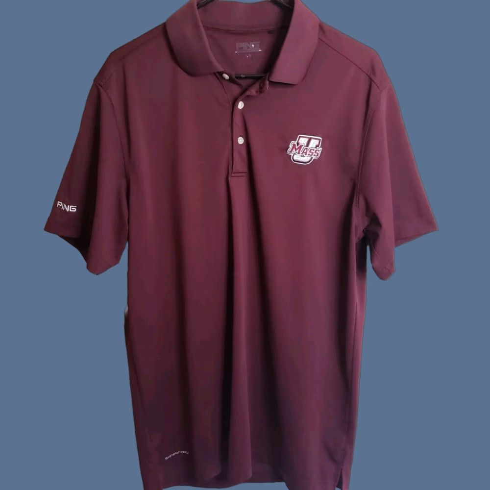 Vintage Ping Sensor Cool Polo Shirt L Men’s Garnet Maroon U MASS Logo On Chest Short Sleeve Golf Shirt Size US L / EU 52-54 / 3 - 1 Thumbnail