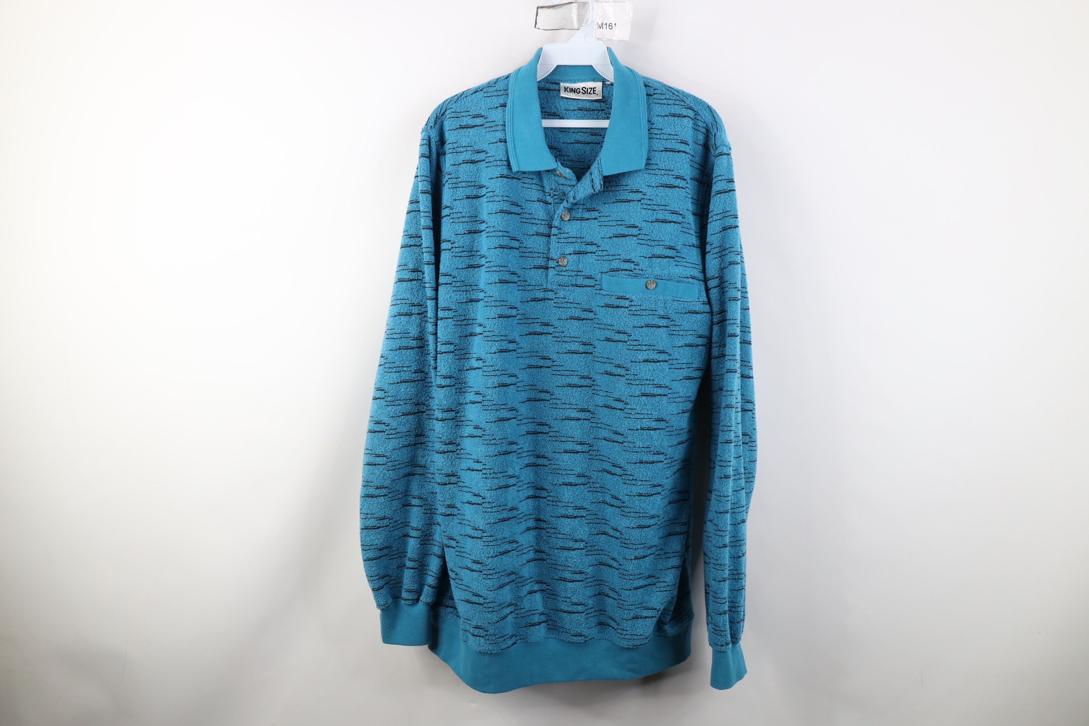 Vintage Vintage 90s Streetwear Fleck Fleece Collared Sweatshirt Blue Size US XL / EU 56 / 4 - 1 Thumbnail