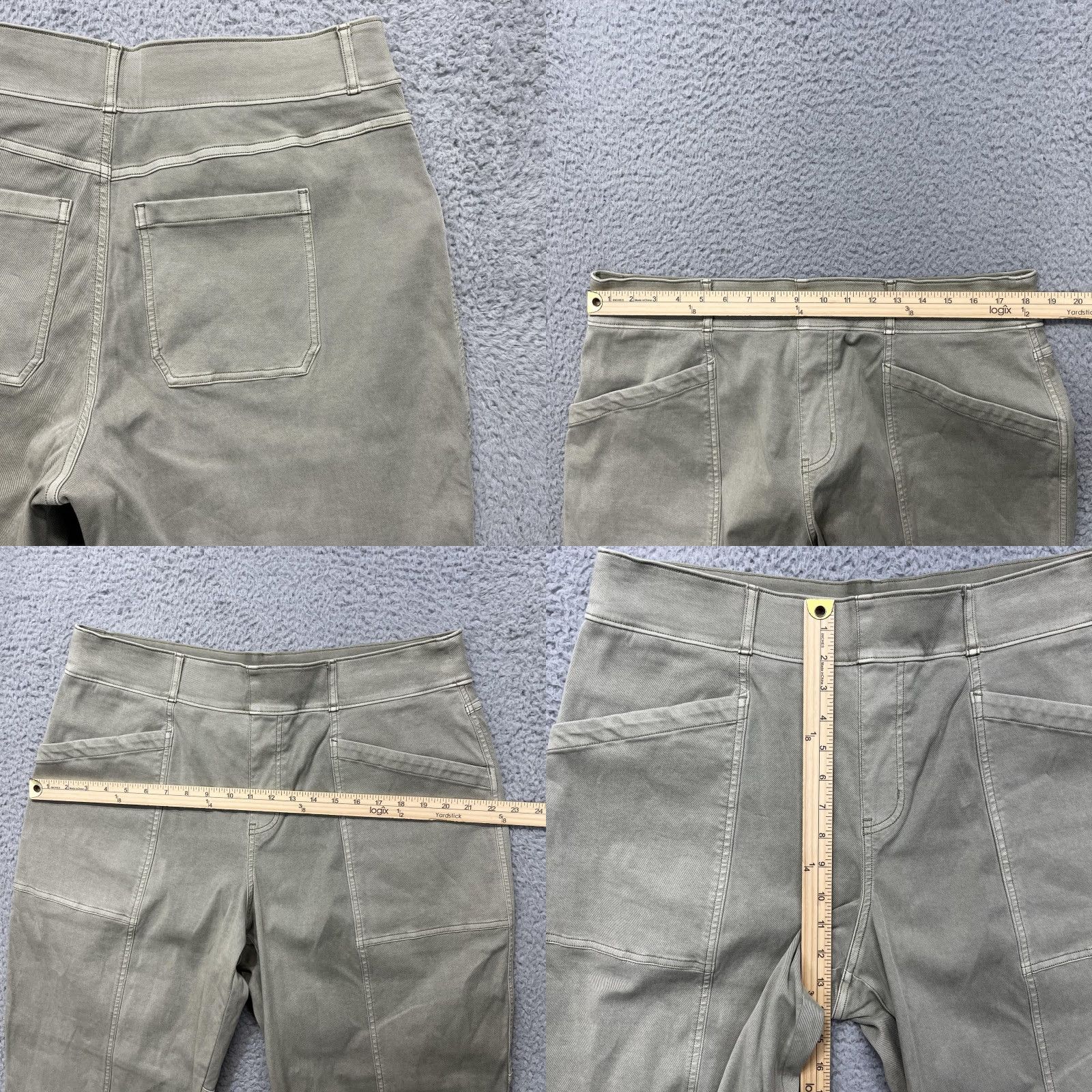 Spanx Spanx Cropped Twill Pants Womens 2X Beige Straight Leg Shaping Pull On Pockets Size 40" / US 18 - 8 Thumbnail