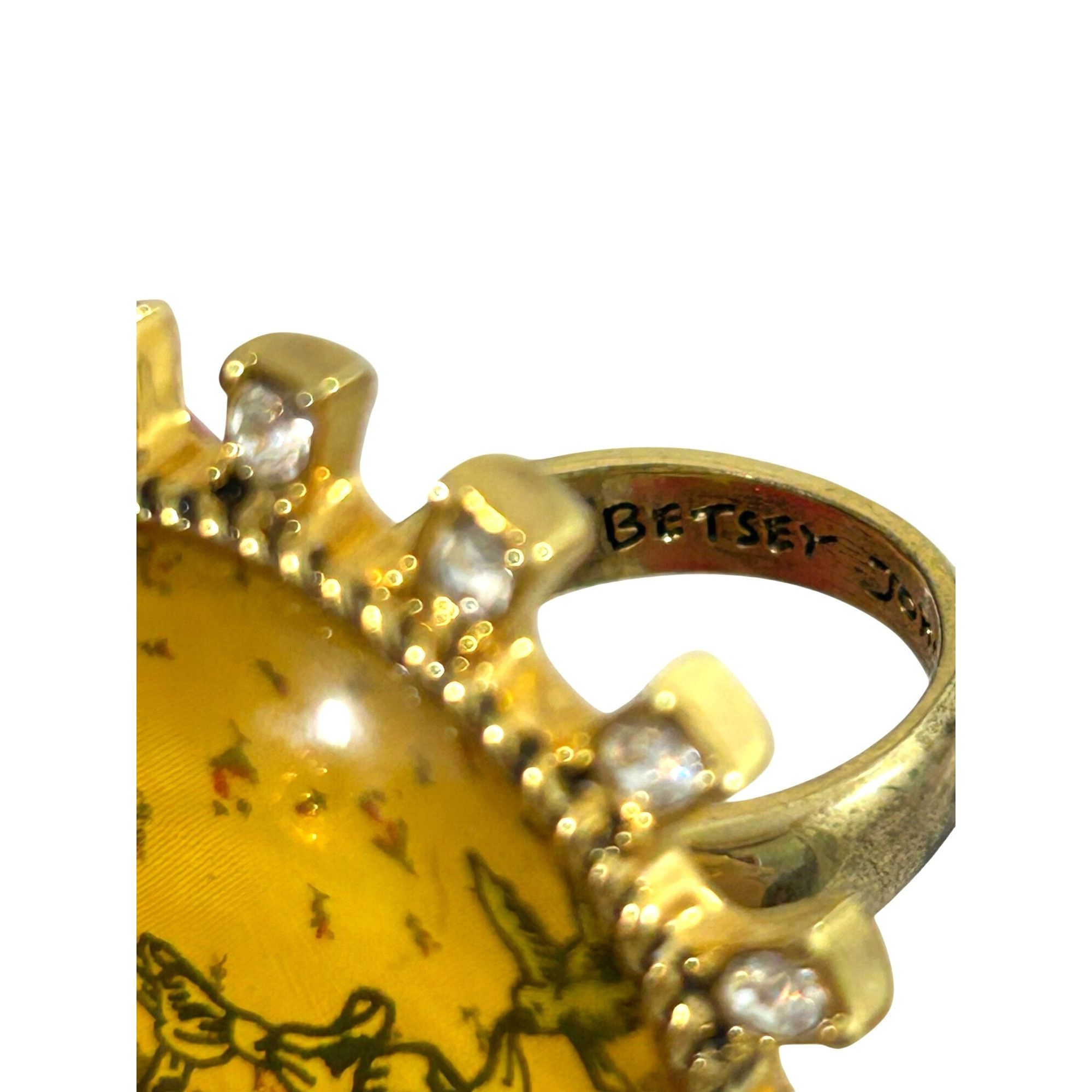 Betsey Johnson Betsy Johnson Tea Party Fashion Ring Vtg 7 Lucite Crystals G Size ONE SIZE - 8 Thumbnail