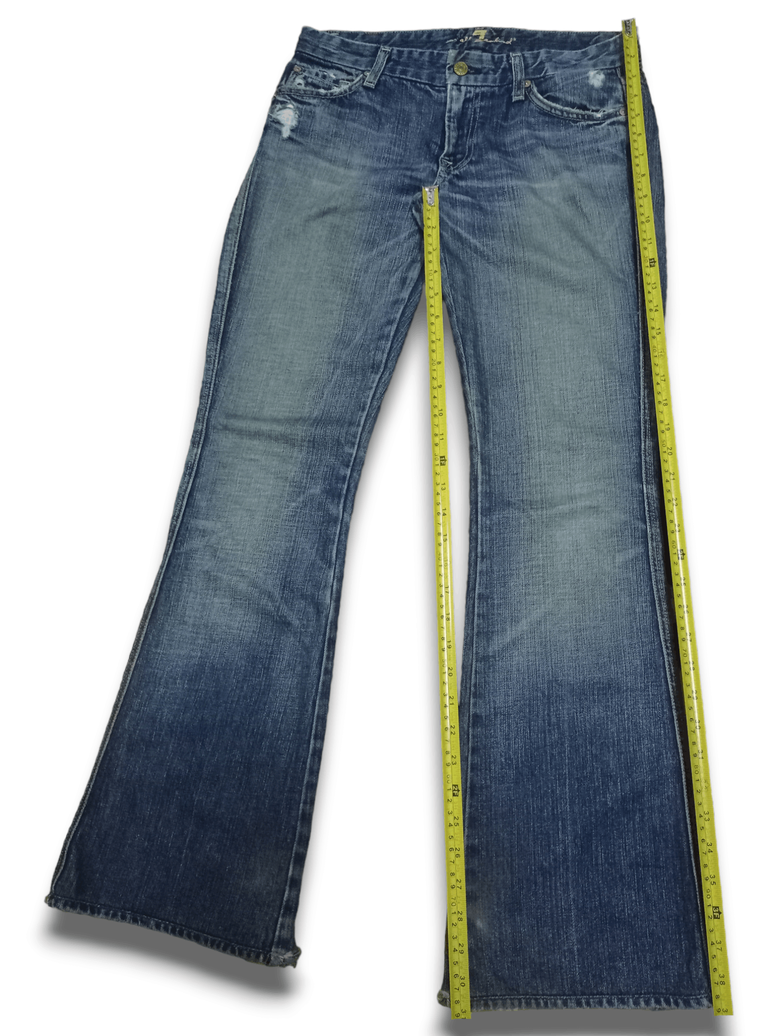 7 For All Mankind Vintage 7 For All Mankind Bell Bottom Distressed Flare Jeans Size 31" - 10 Thumbnail
