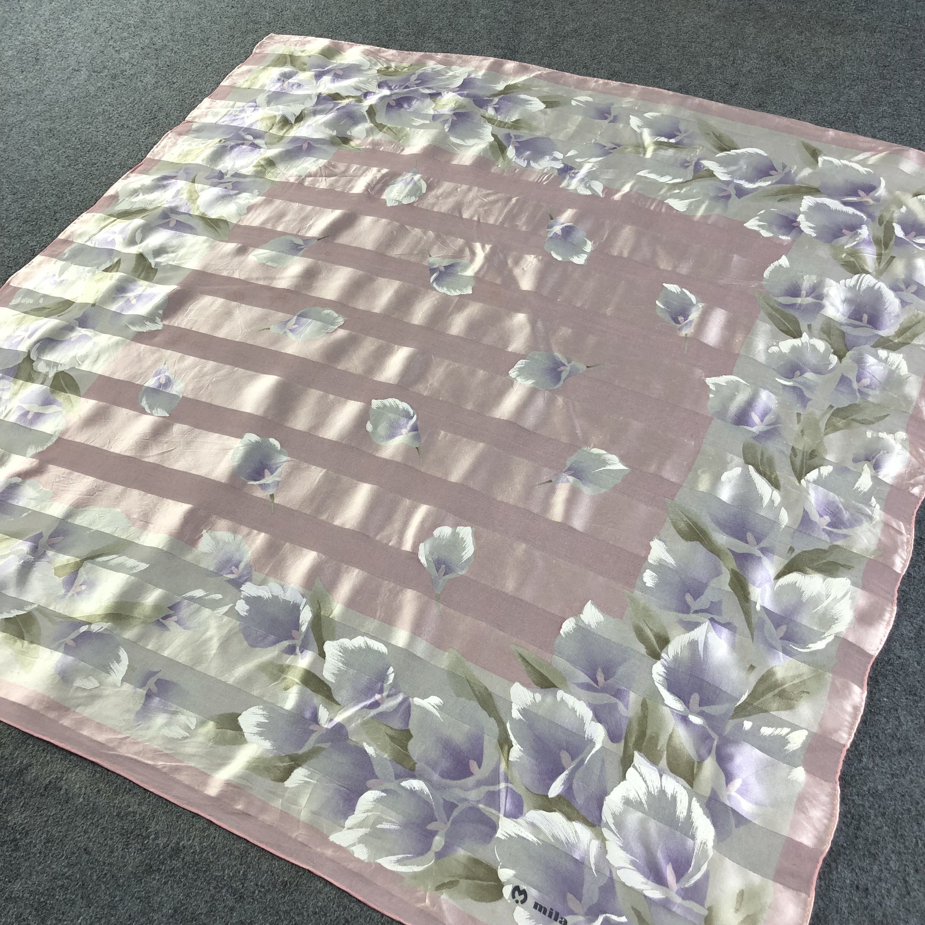 Mila Schon Vintage Mila Schon Floral Hand Rolled Silk Scarf M796 Size ONE SIZE - 1 Thumbnail