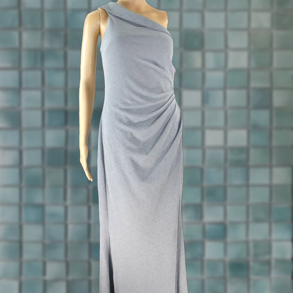 Vintage Fazadess Womens One Shoulder Ruched Maxi Dress Gray Large L NWT Party Dress Evening Size Dress Maxi Night Size L / US 10 / IT 46 - 1 Thumbnail