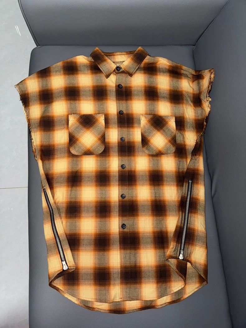 Fear of God Fear of God Yellow and brown plaid shoulder sleeveless shi Size US M / EU 48-50 / 2 - 1 Thumbnail