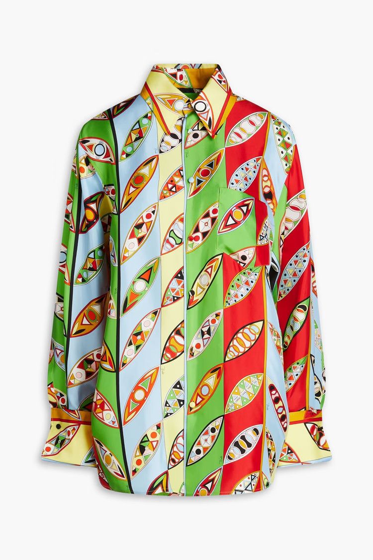 Emilio Pucci o1mle1224 Girandole Print Button-Ups Shirt in Multicolor Size M / US 6-8 / IT 42-44 - 1 Thumbnail
