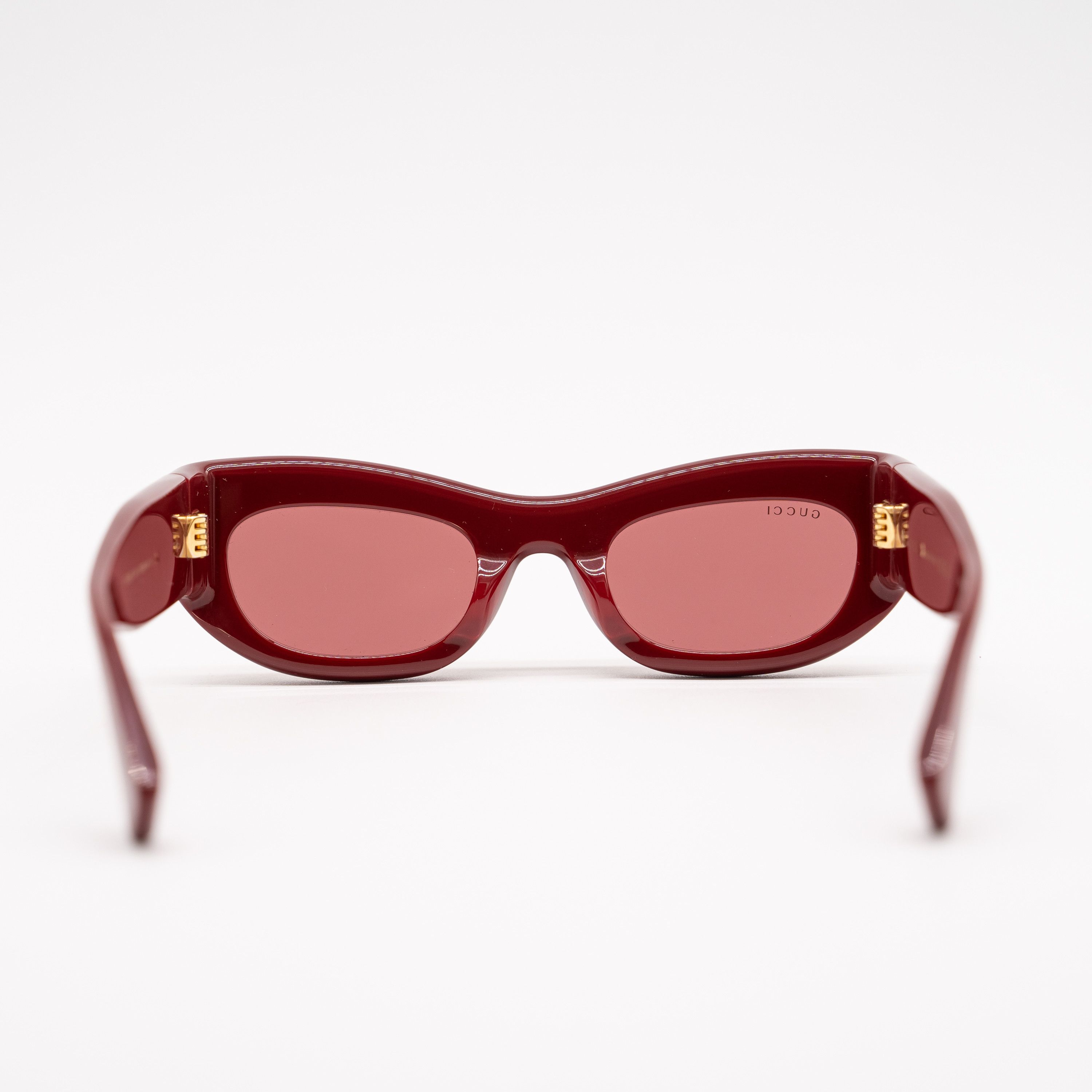 Gucci Gucci GG1809S Rectangular Sunglasses Red Gold Acetate Size ONE SIZE - 5 Thumbnail