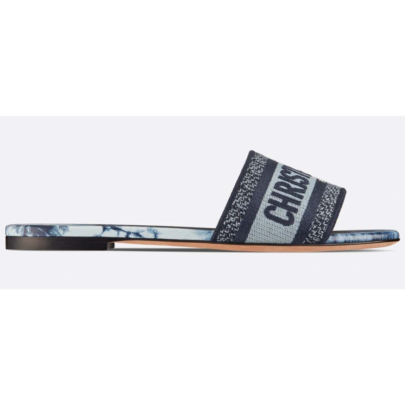 Dior Dway Tie Dye Embroidered Logo Slide Mule Flat Sandal 40.5 Size US 10.5 / IT 40.5 - 4 Thumbnail