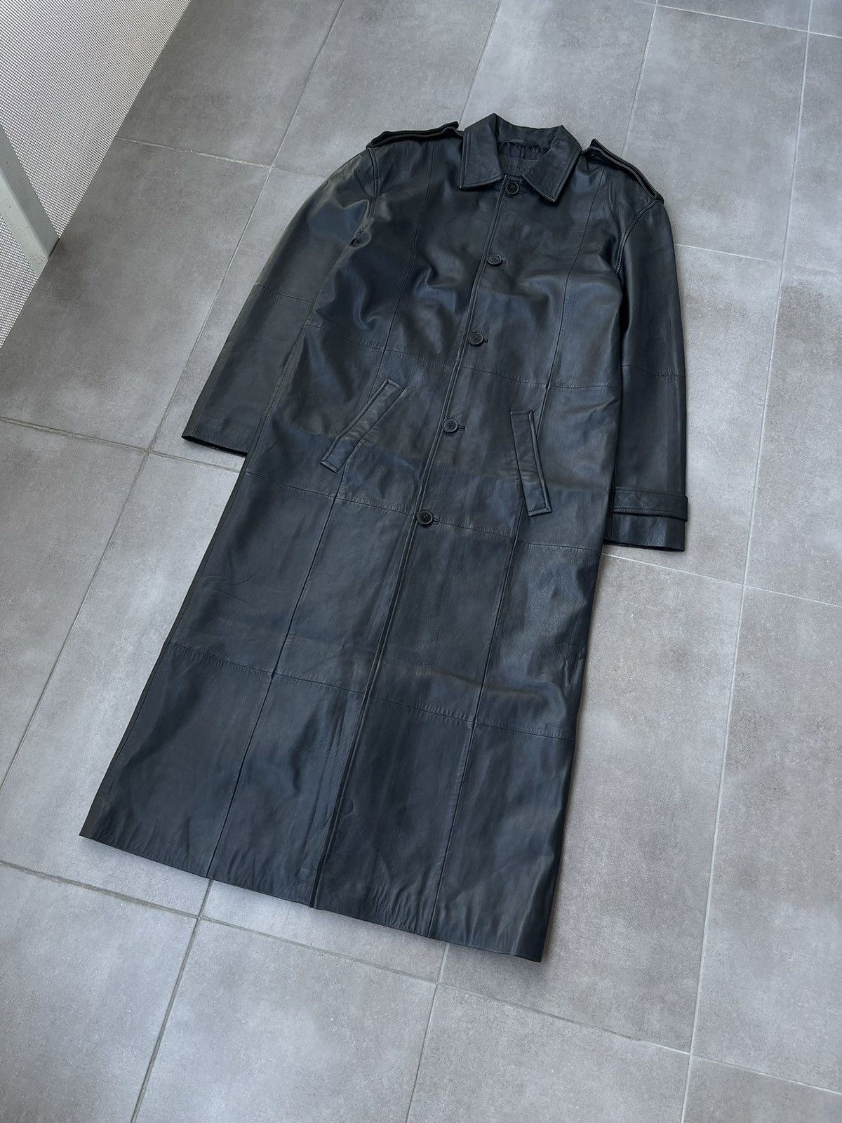 Leather !DS! AW22 Studio ID Long Paneled Leather Black Coat Size US M / EU 48-50 / 2 - 9 Thumbnail