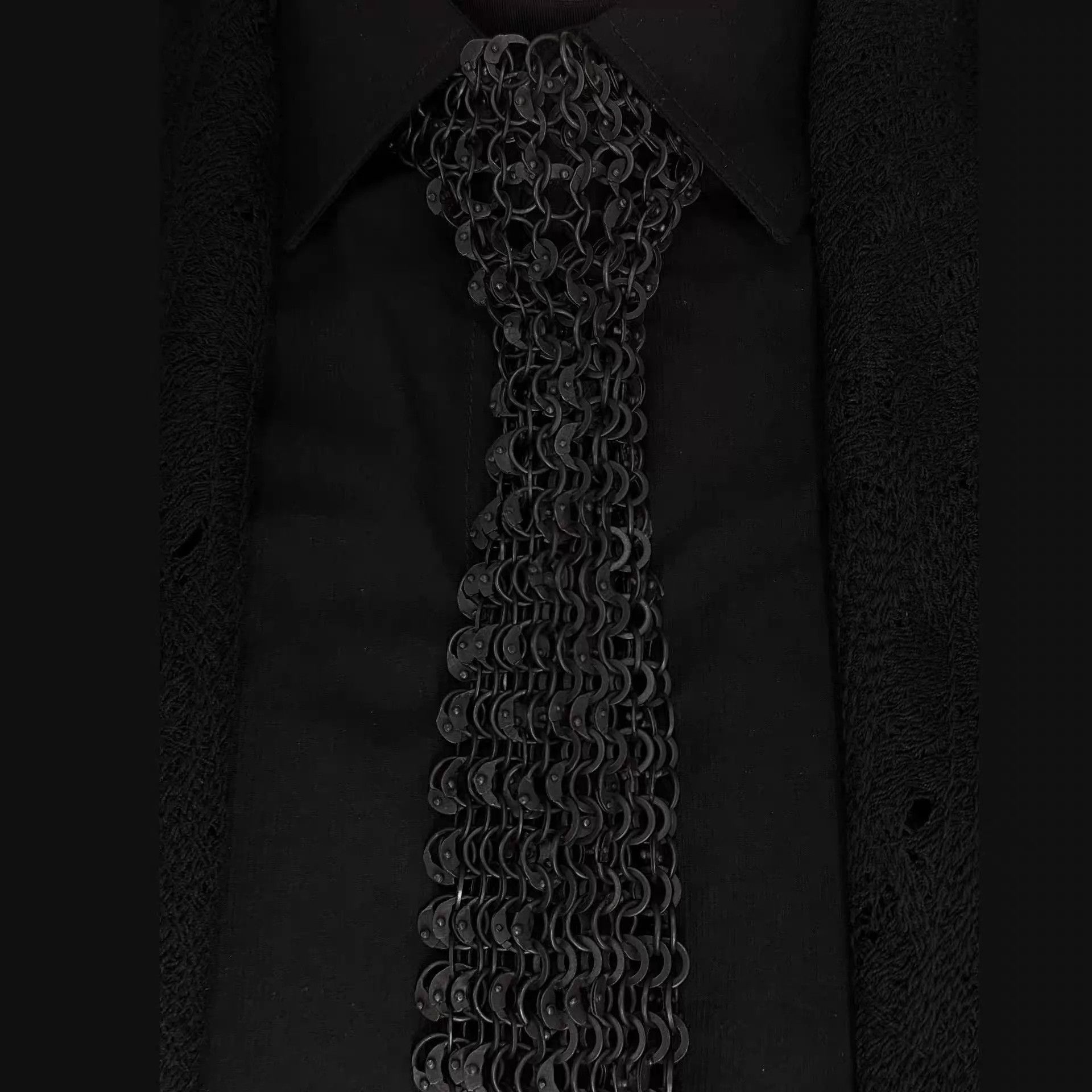 Deepti Deepti Black Horsehide Tie with Iron Ring (Adjustable) Size ONE SIZE - 2 Thumbnail