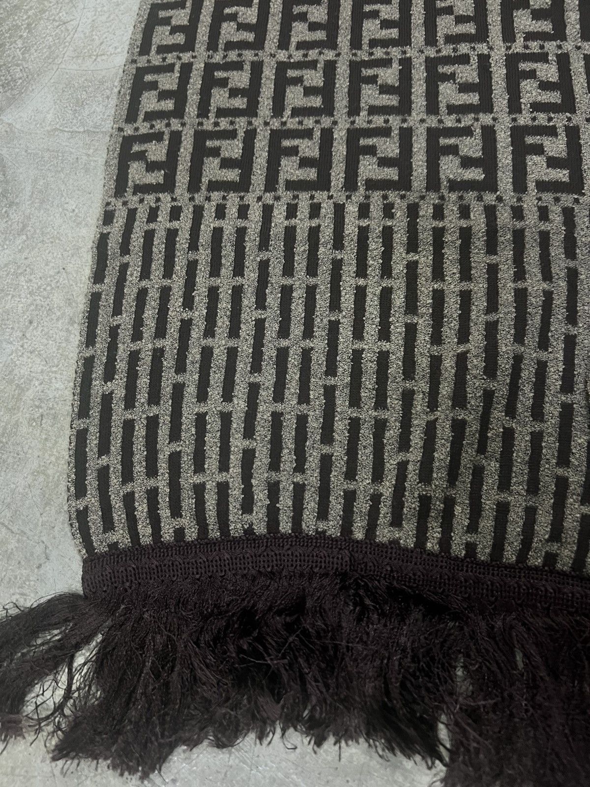 Fendi FENDI Zucca Monogram Wool Scarf Brown Vintage Size ONE SIZE - 9 Thumbnail