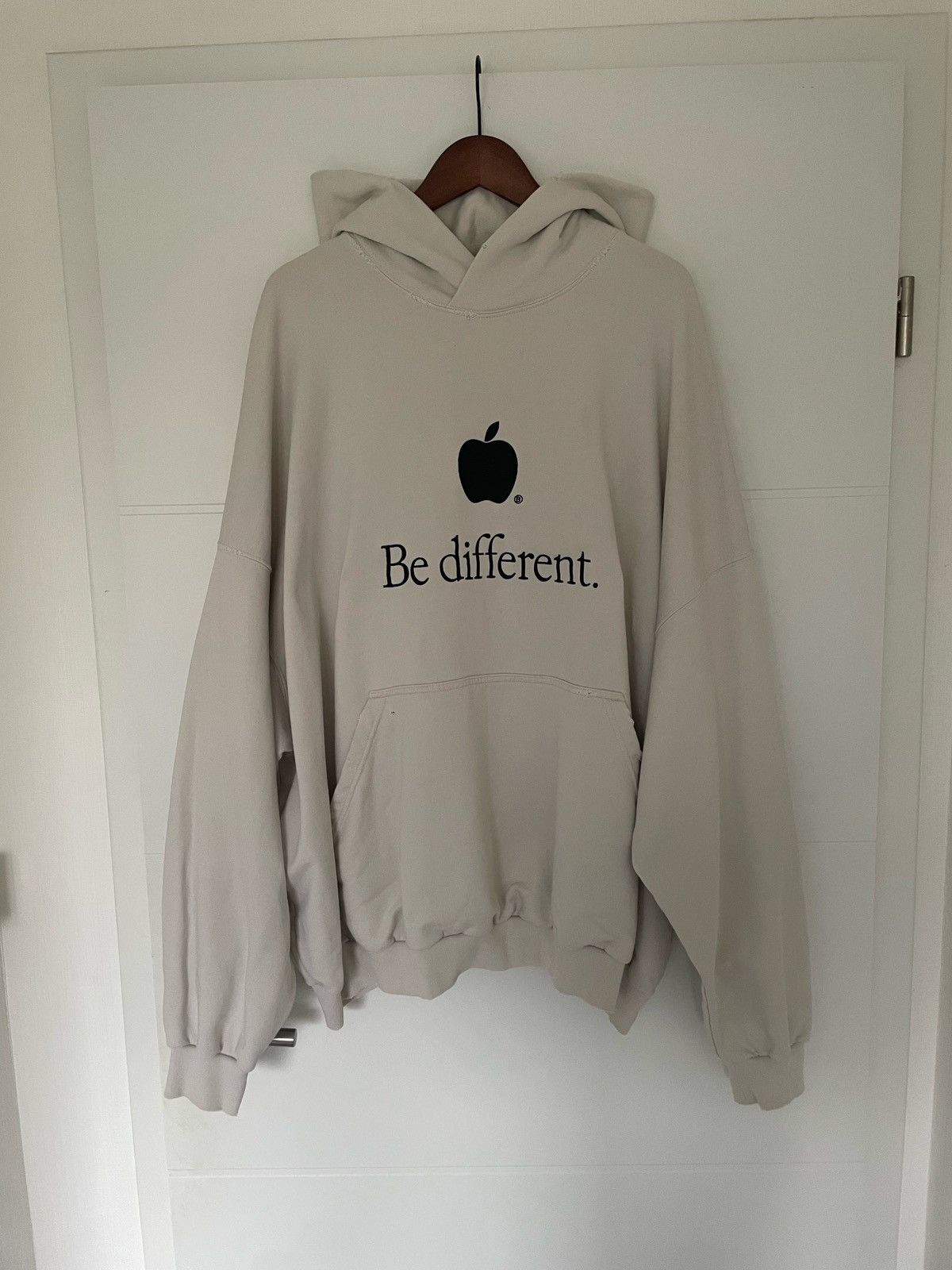 image of Balenciaga Fw22 Oversized Apple Be Different Hoodie in White, Men's (Size Large)