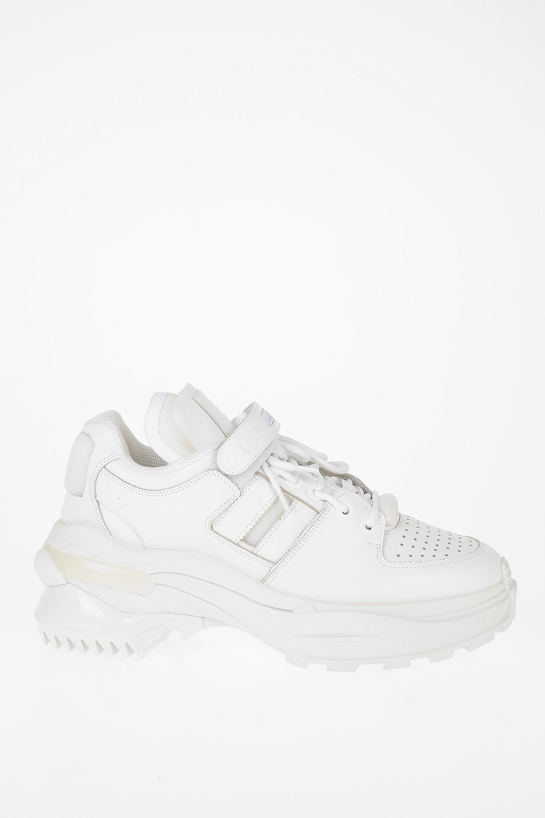image of Maison Margiela Og1Mm0424 Leather Low-Top Sneakers In White, Men's (Size 12)