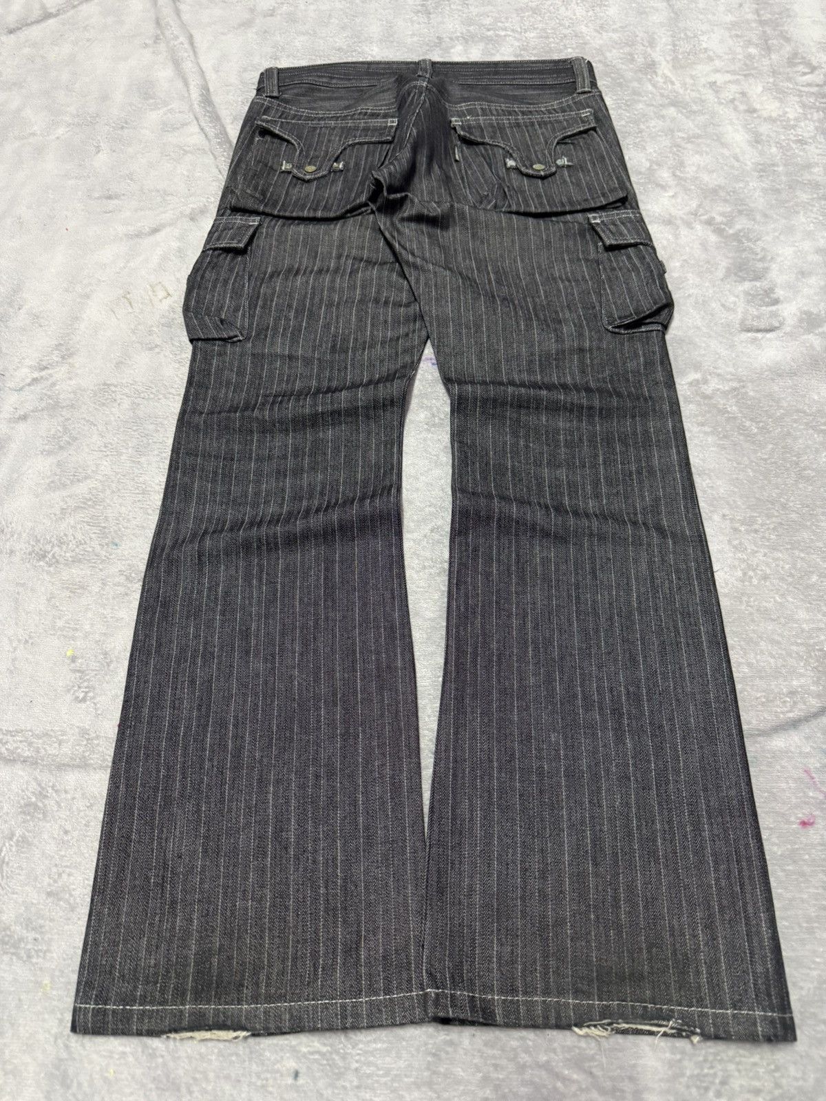 Tornado Mart Japan Studded Herringbone Cargo Flared Jeans