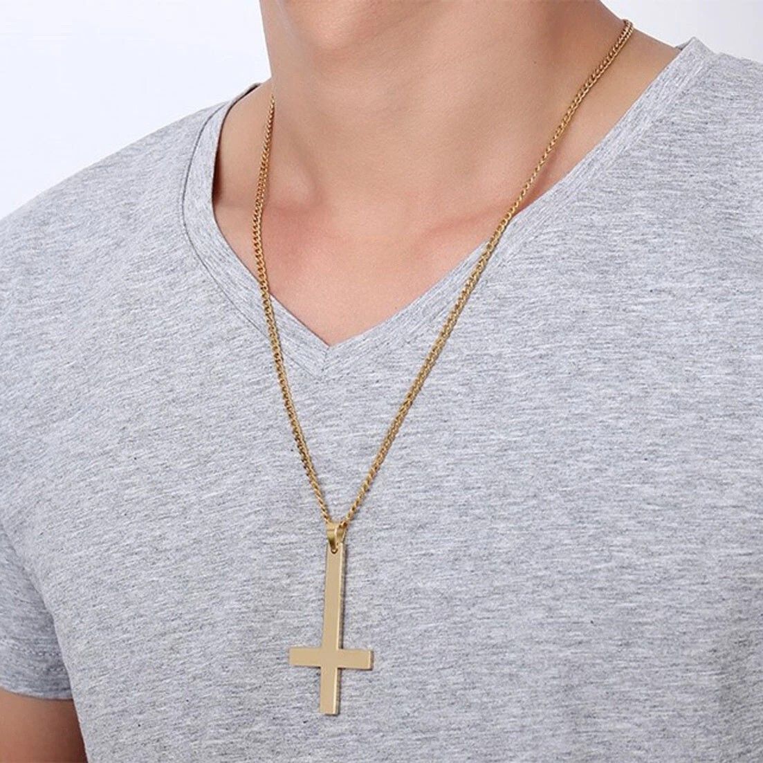 Other Gold Saint Peter's Cross Necklace Inverted Stainless Steel Size ONE SIZE - 4 Thumbnail